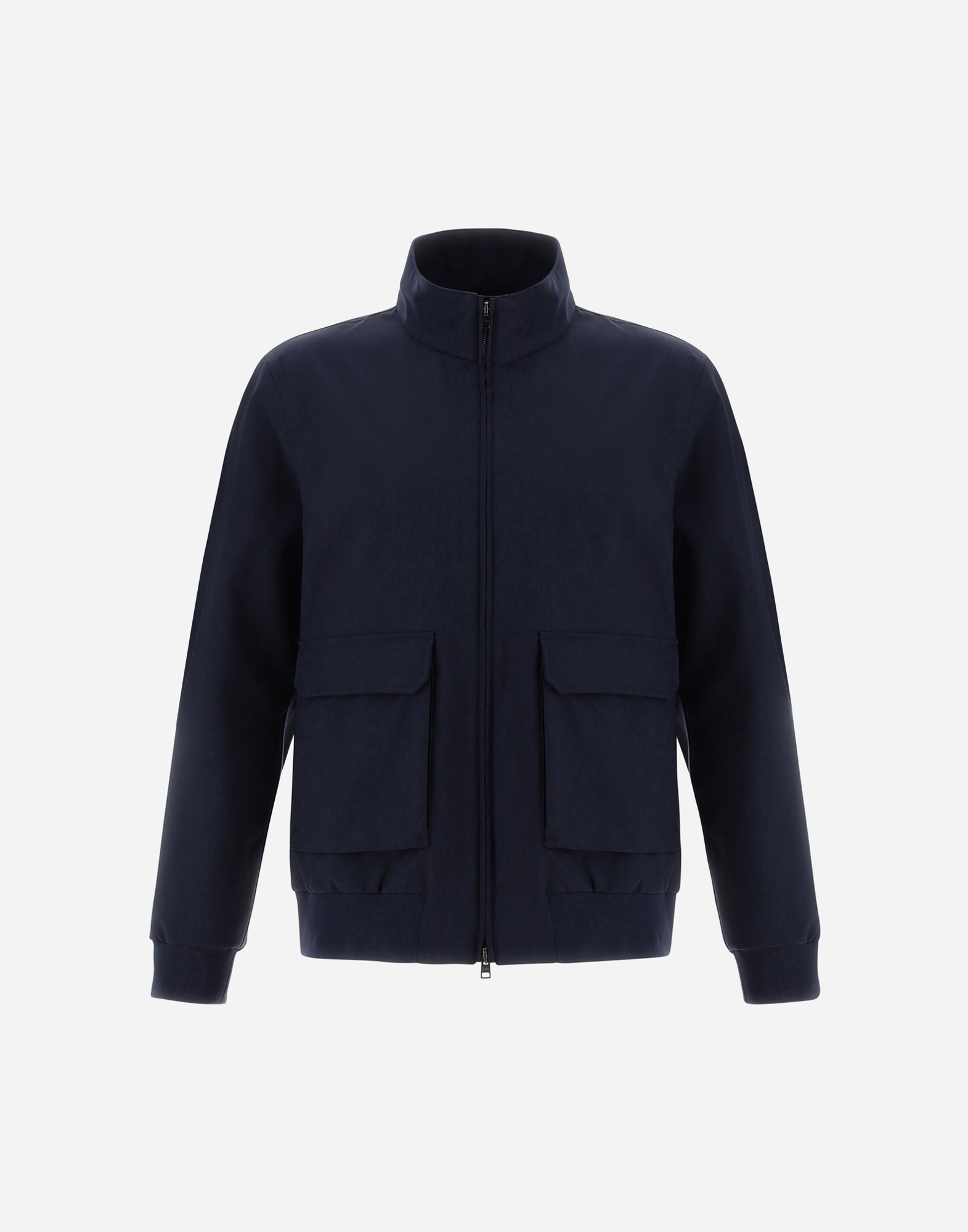 Herno Layered Wool Storm Bomber Jacket In Blue