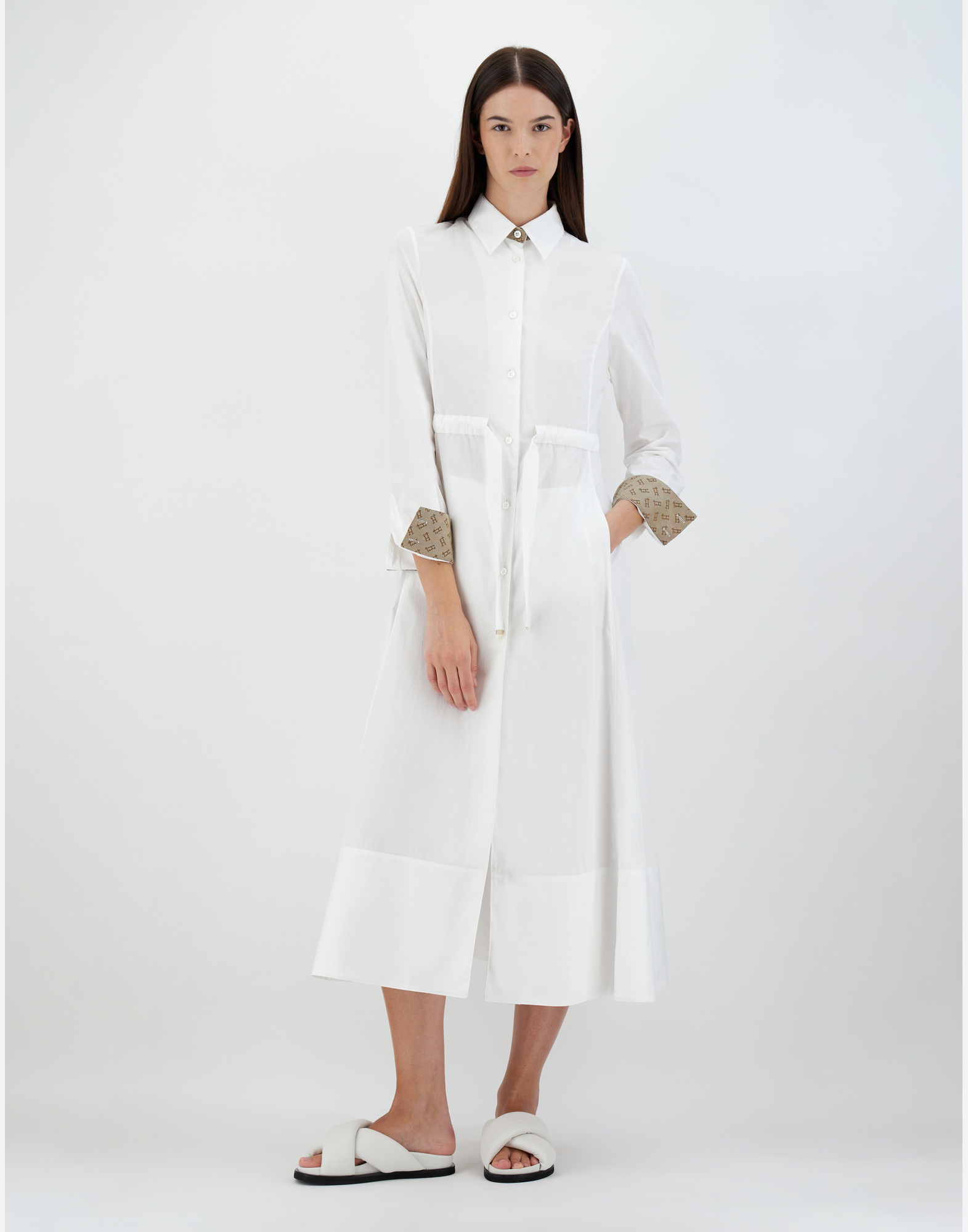 Herno Cotton And Monogram Dress In White | ModeSens