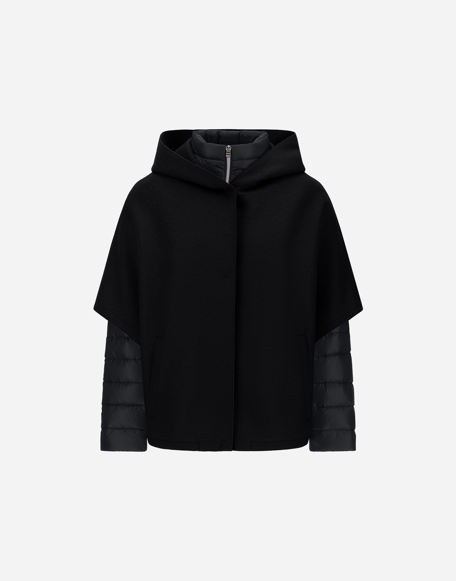 Herno Resort Cape In Felted Wool & Nylon Ultralight