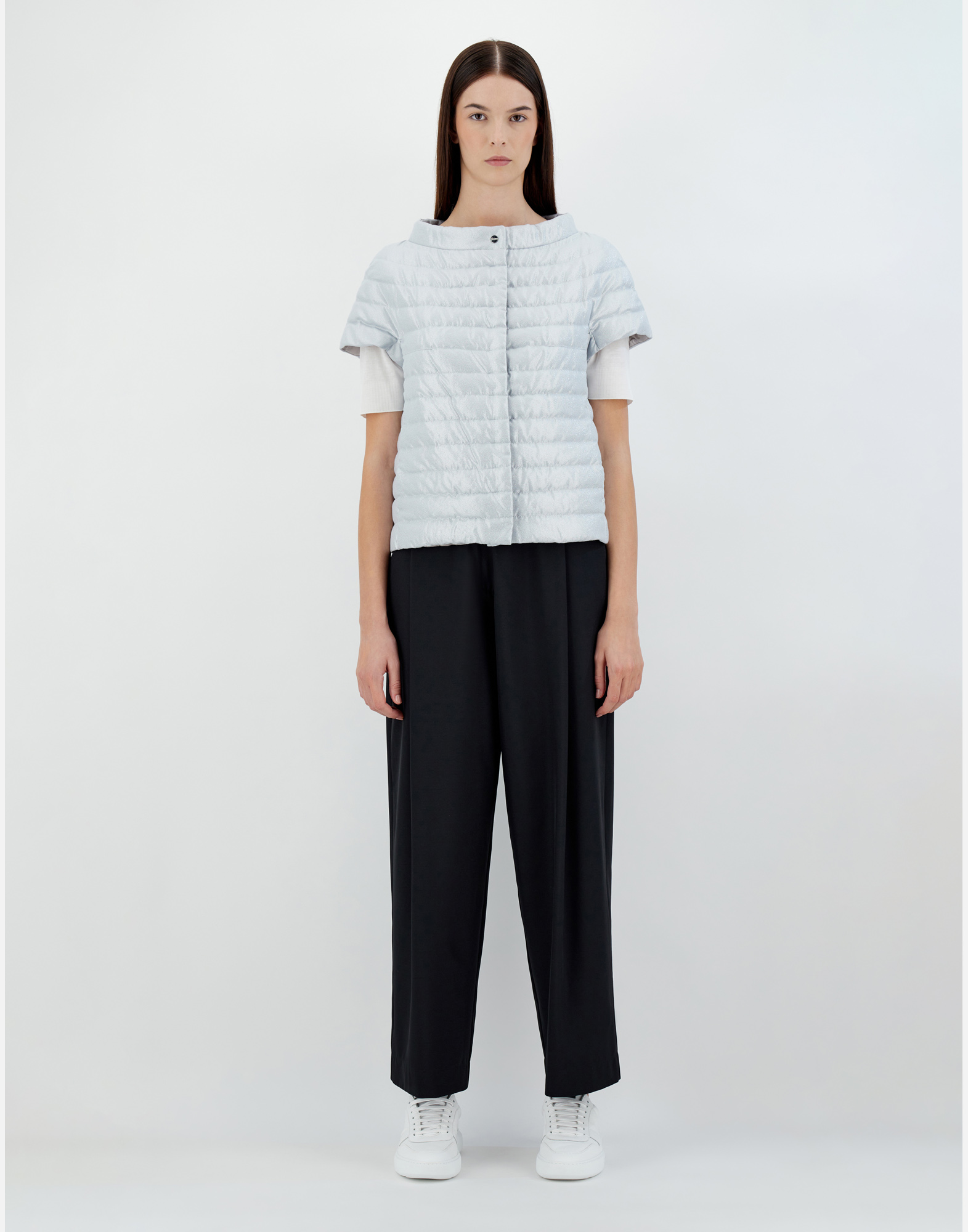 Herno Metallic Effect Cape In Pearl