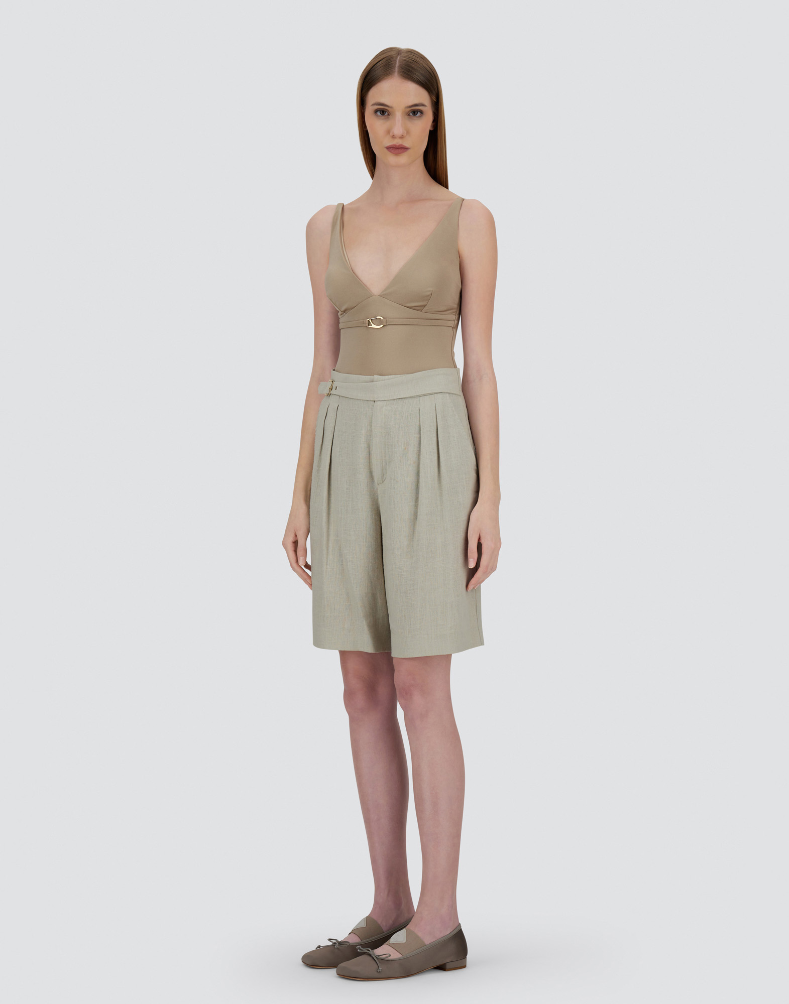 Herno Linen-blend Shorts In Chantilly