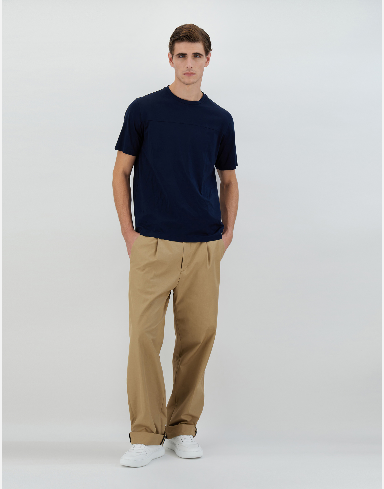 Herno Men Blue Superfine Cotton Stretch T-shirt