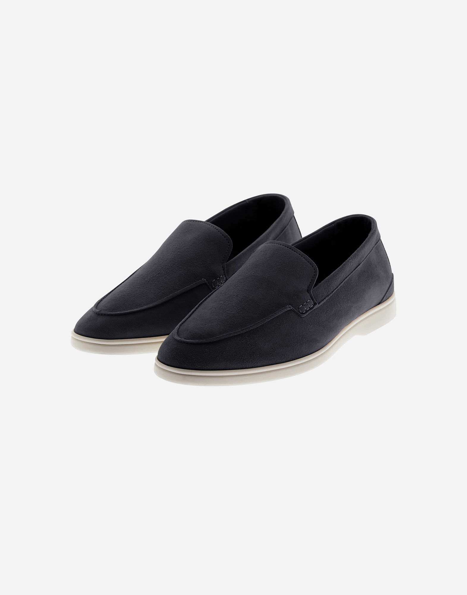 Herno Suede And Monogram Loafers In Blu Navy