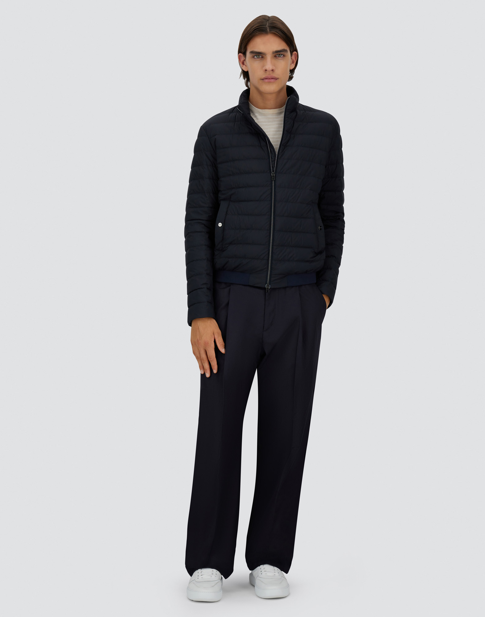 Herno Bomber Ecoage Bomber Jacket In Blu Navy