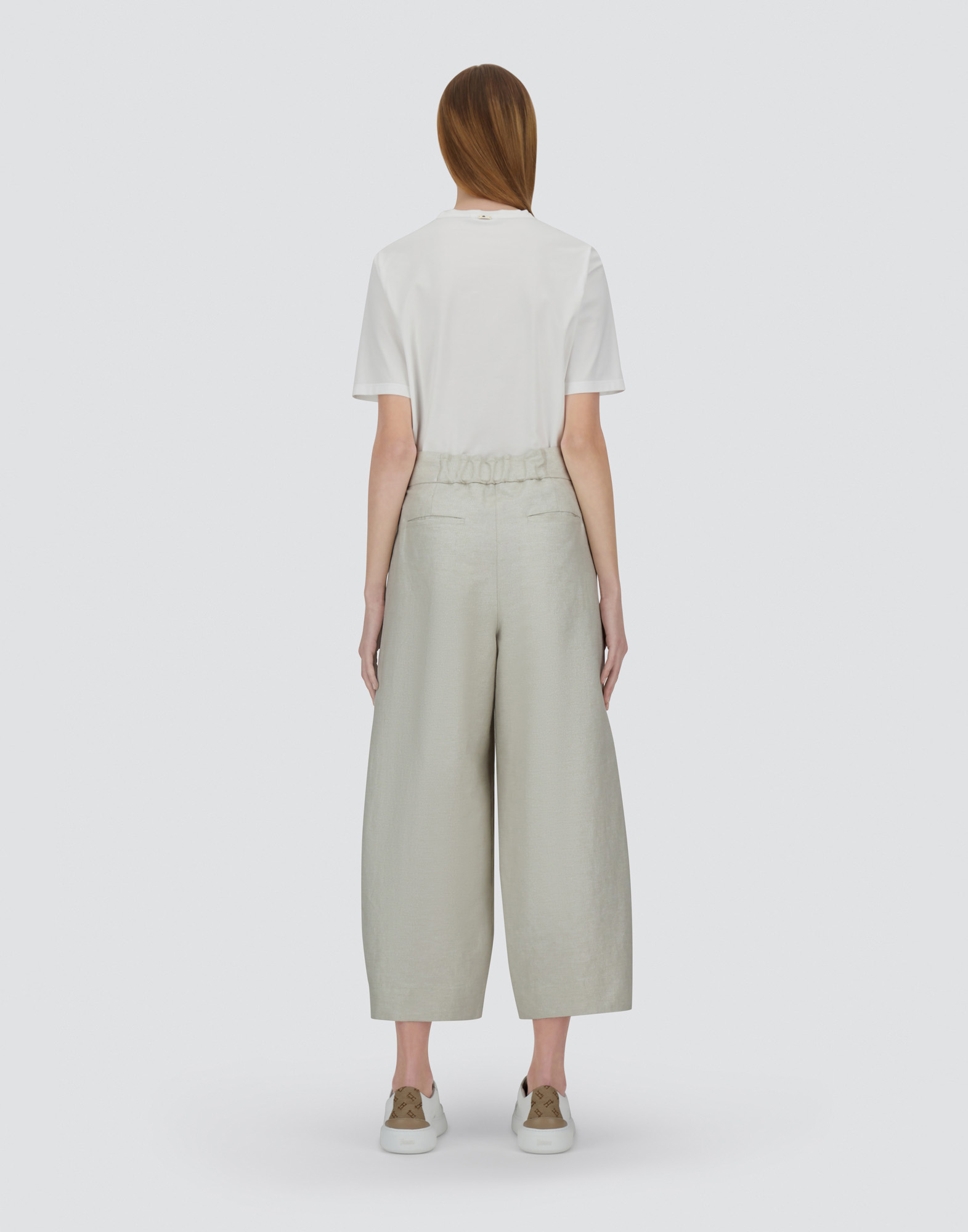 Herno Bright Linen Trousers In Chantilly