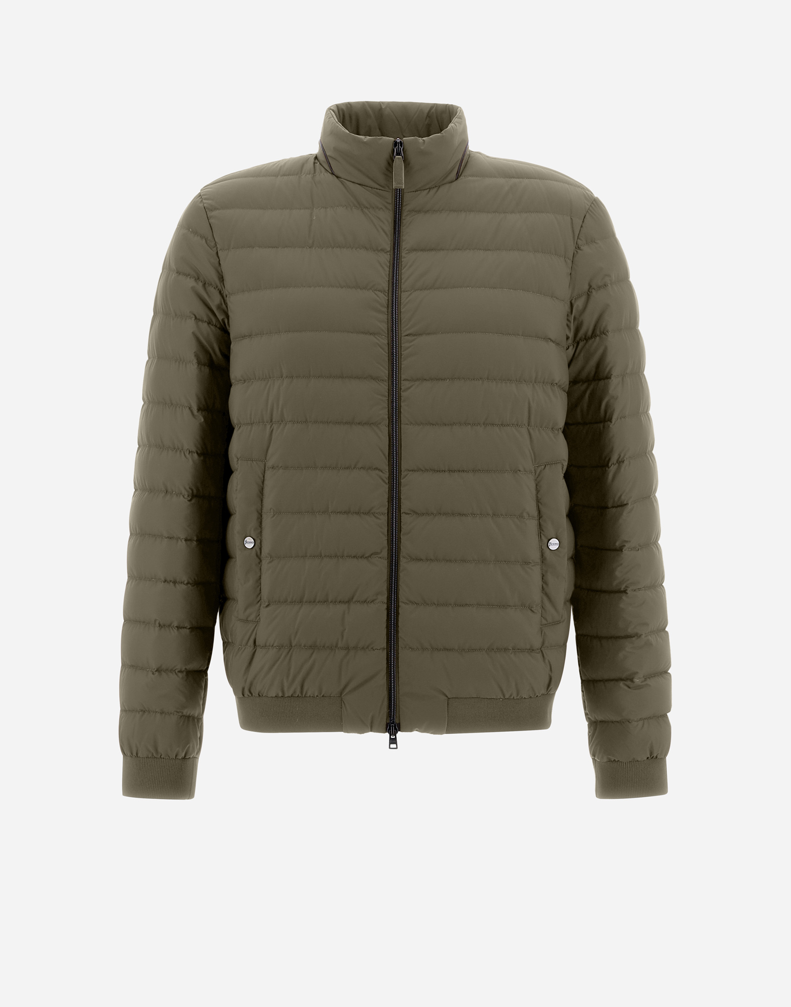 Herno Ecoage Bomber Jacket In Green/beige