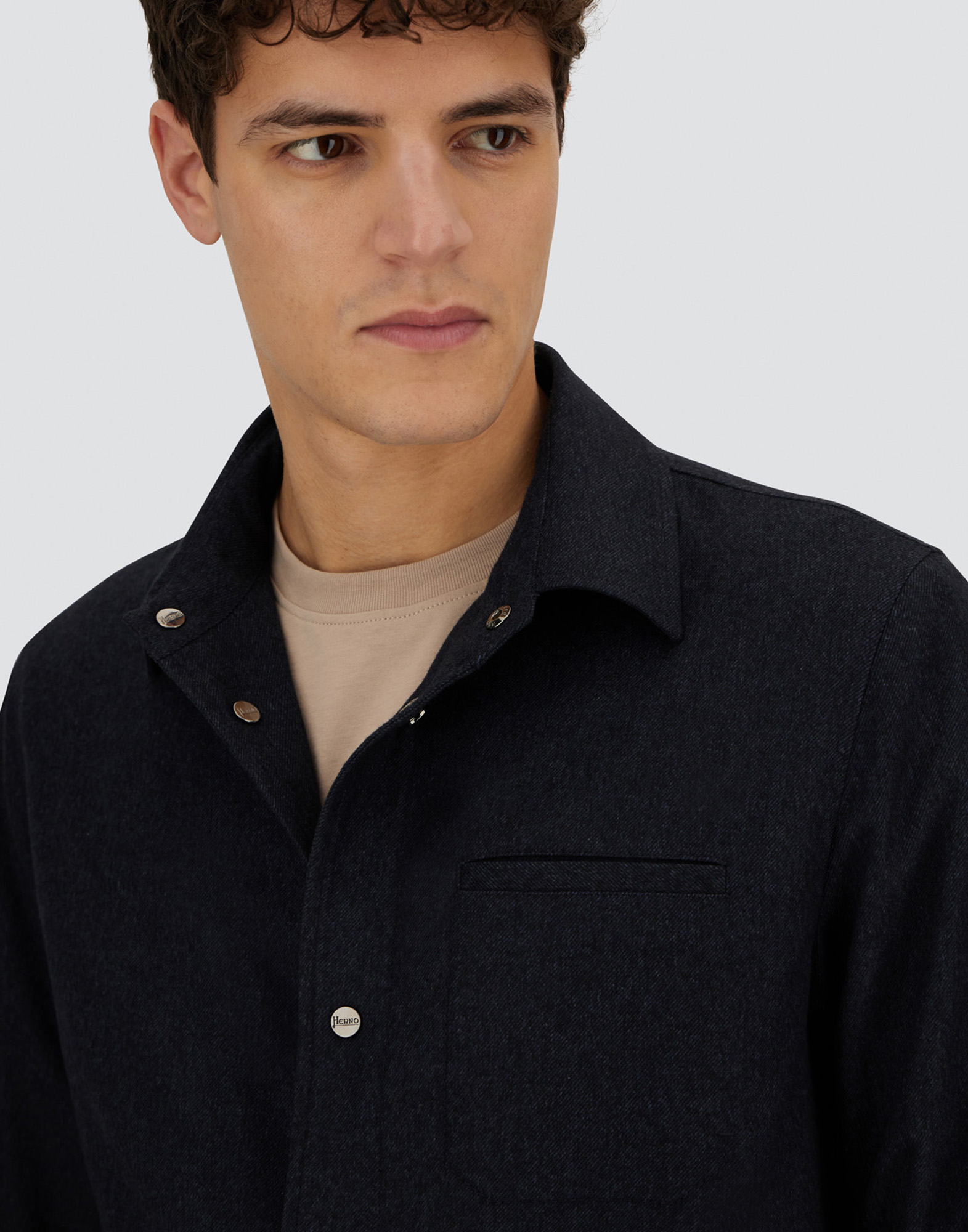 Herno Button-fastening Patch-pocket Shirt Jacket In Blue