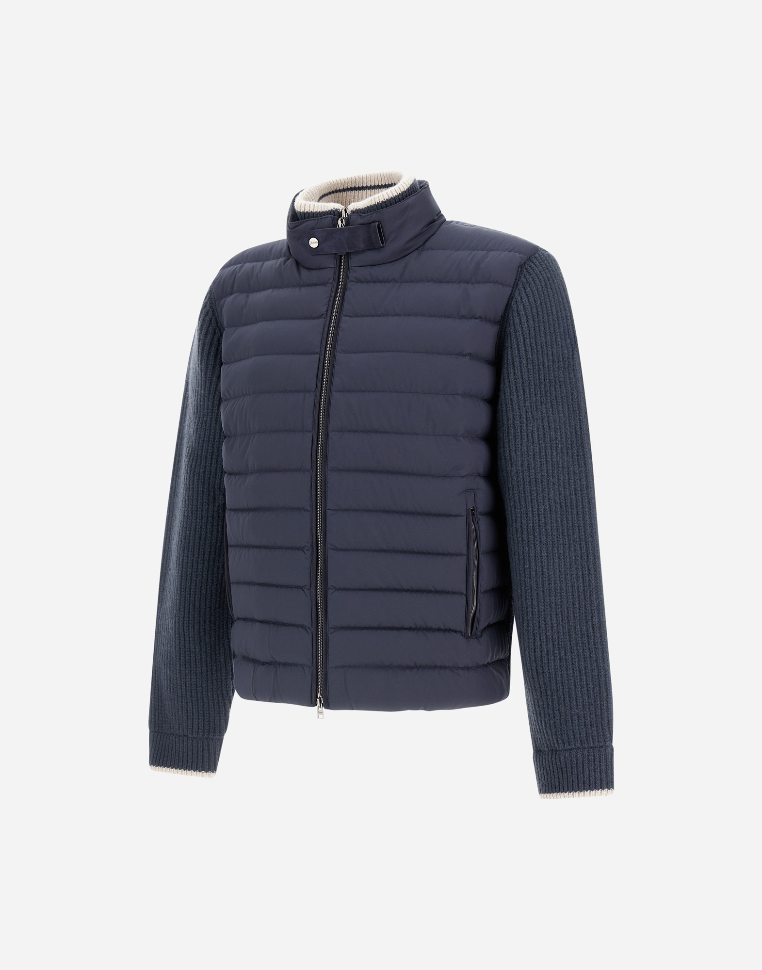 Herno Slim-fit Wool And Quilted Shell Down Jacket In Blue