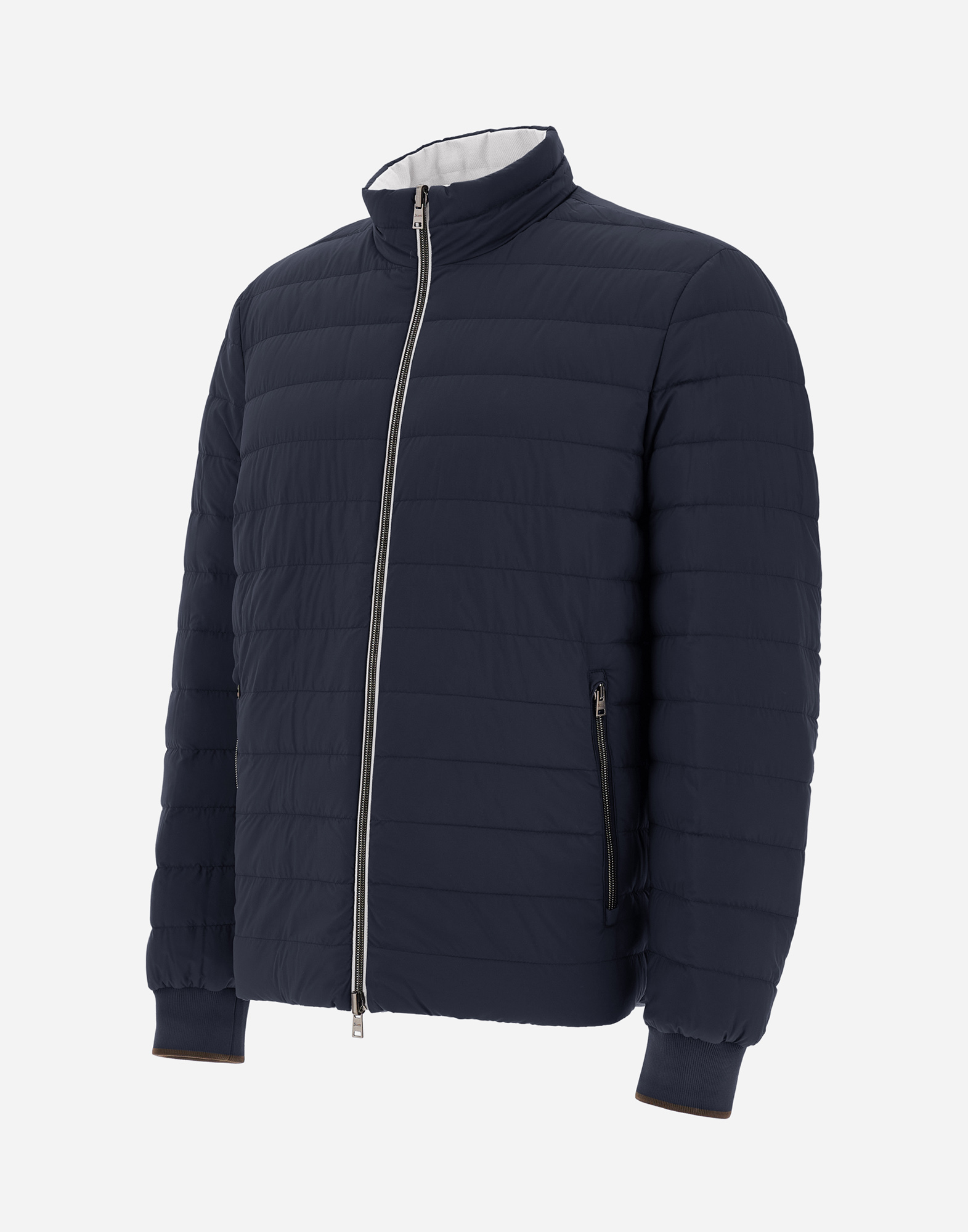 Herno Reversible Cotton Cashmere Rain And Ecoage Bomber In Pearl