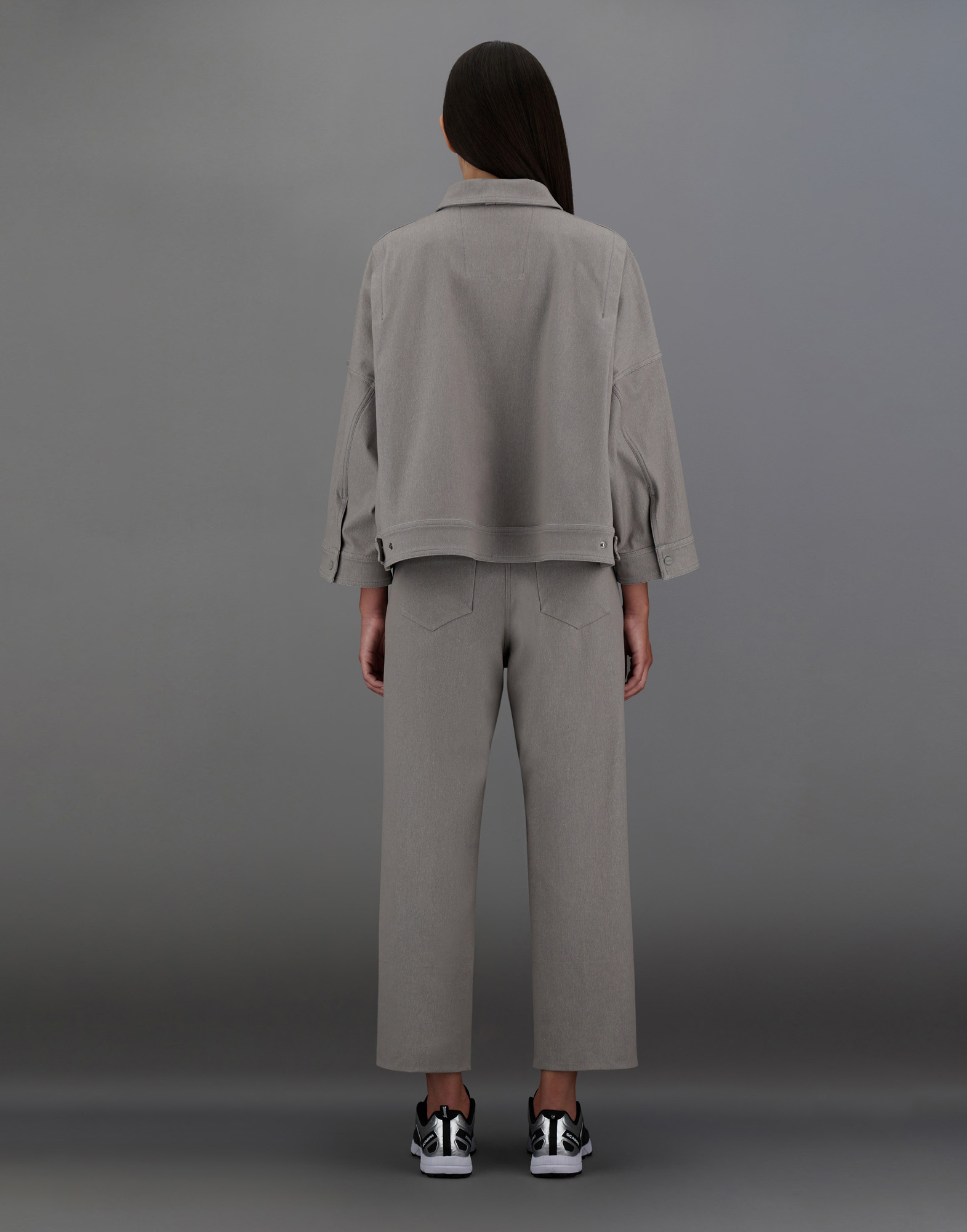 Herno Laminar Shacket In Diagonal-tech Cotton And Extralight Stretch In Grey