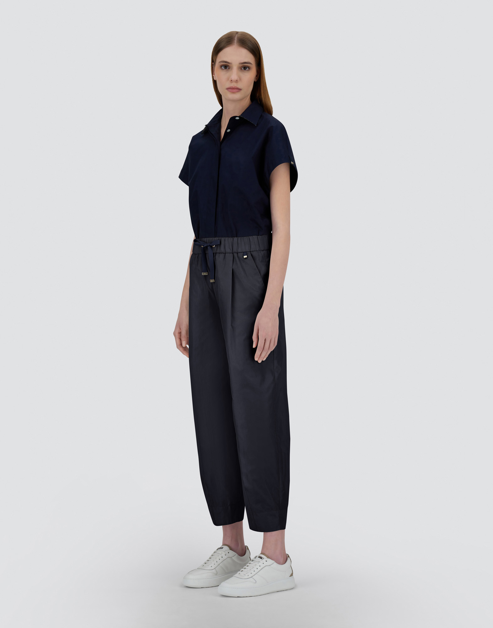 Herno New Techno Taffeta Trousers In New Blue