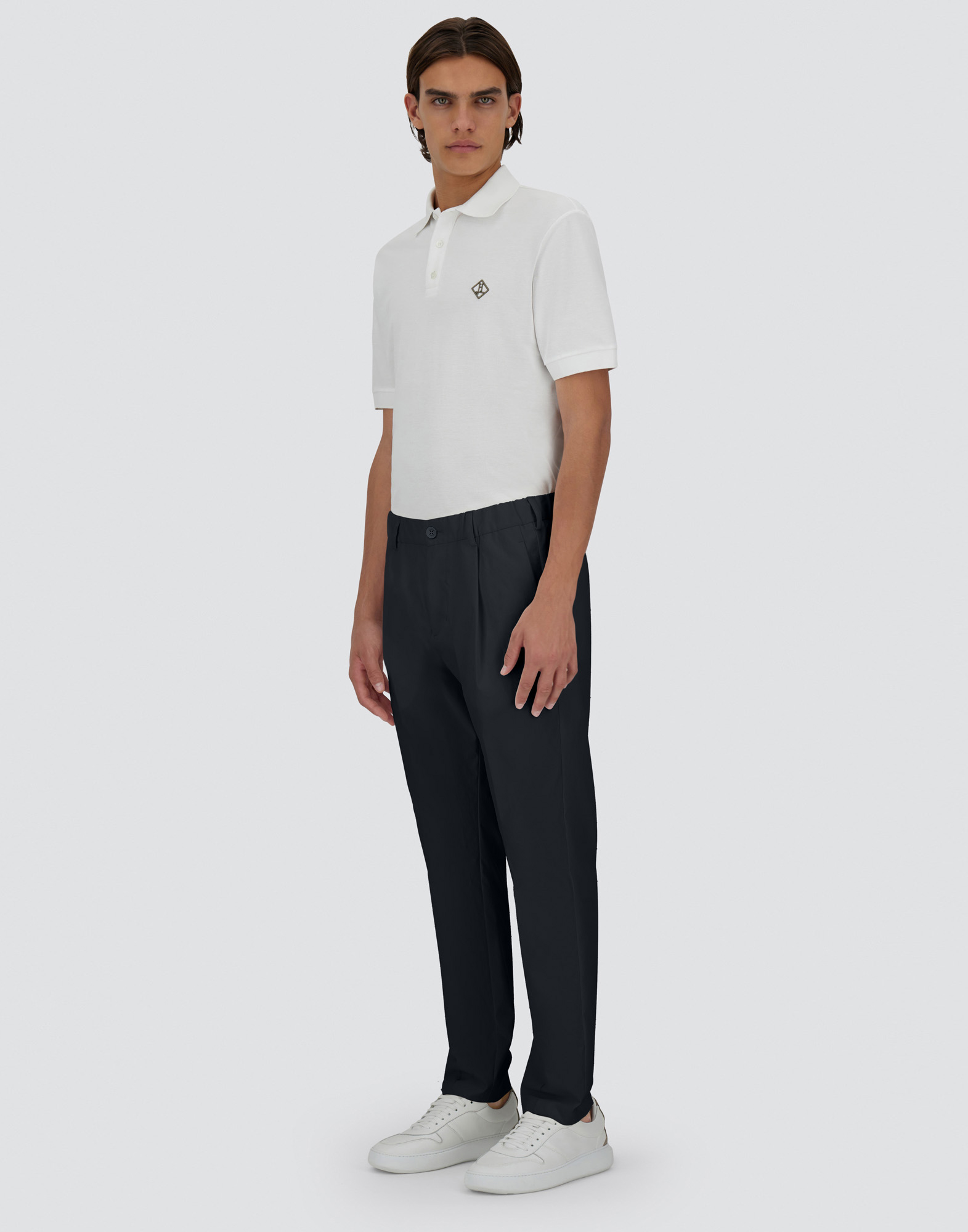 Herno Cotton Feel Trousers With Drawstring In Blu Navy