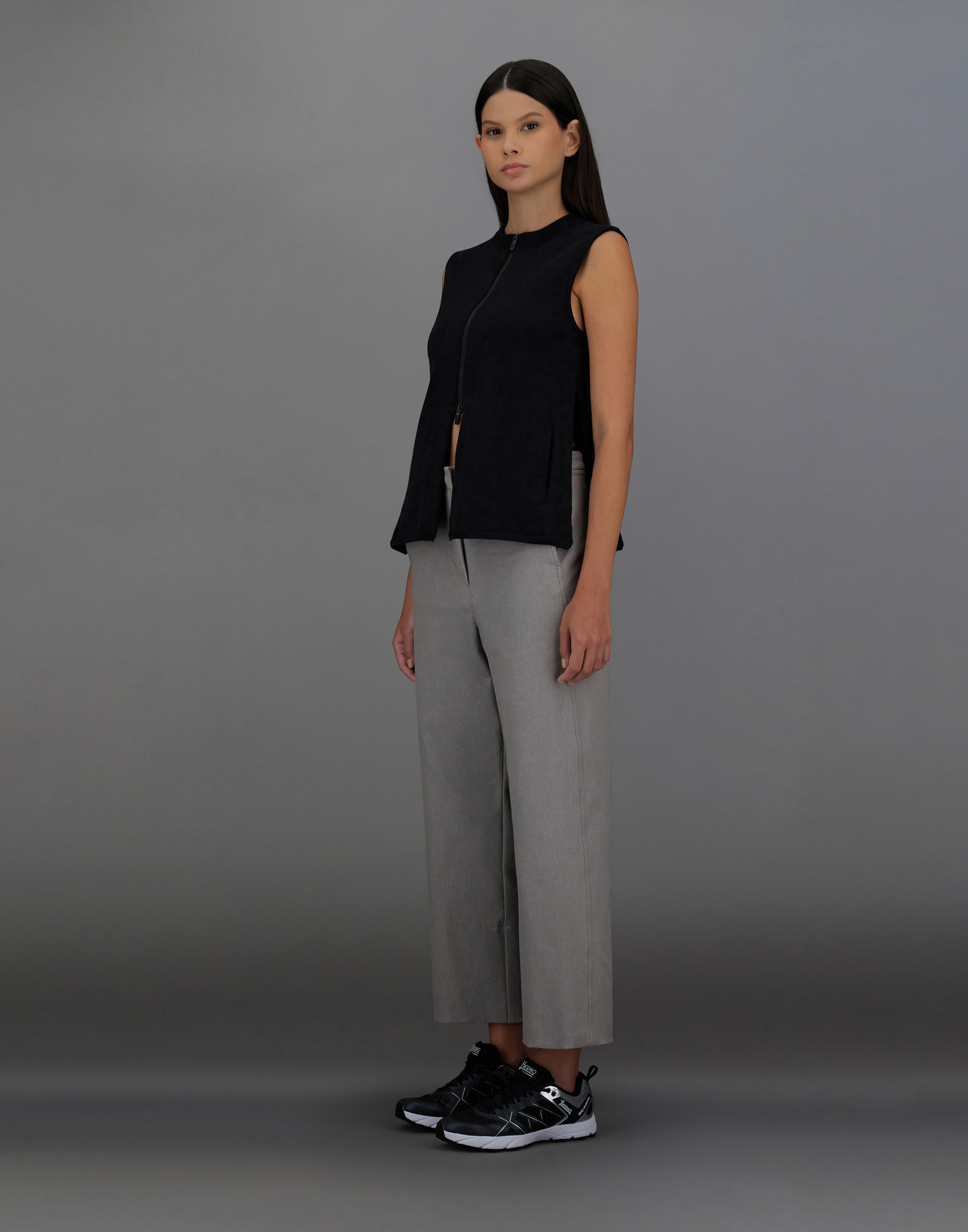 Herno Laminar Top In Cony Knit And Extralight Stretch In Black