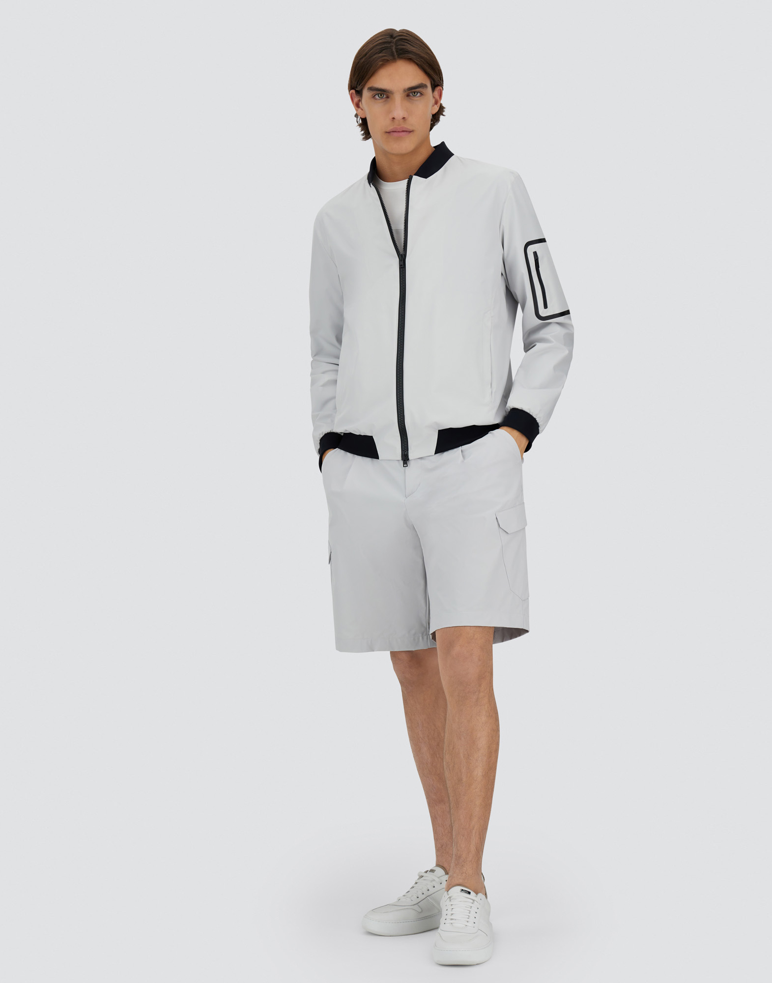 Herno Bomber Jacket In Gore-tex Infinium Windstopper In Ice