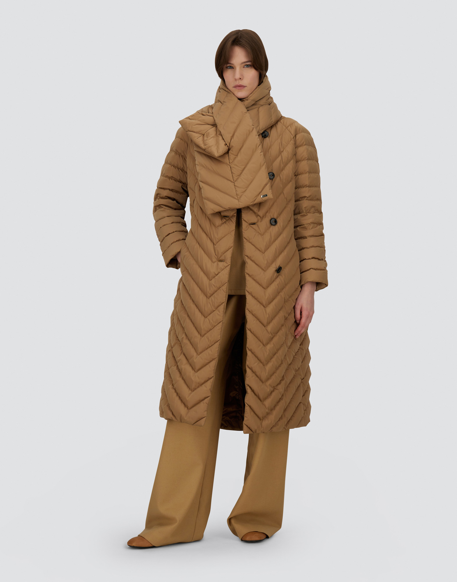 Herno Satin Coat In Brown