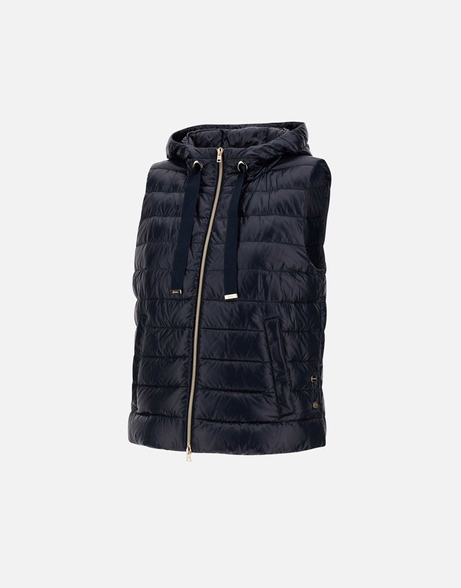Herno Vest In Nylon Ultralight And Monogram Lurex In Blu Navy