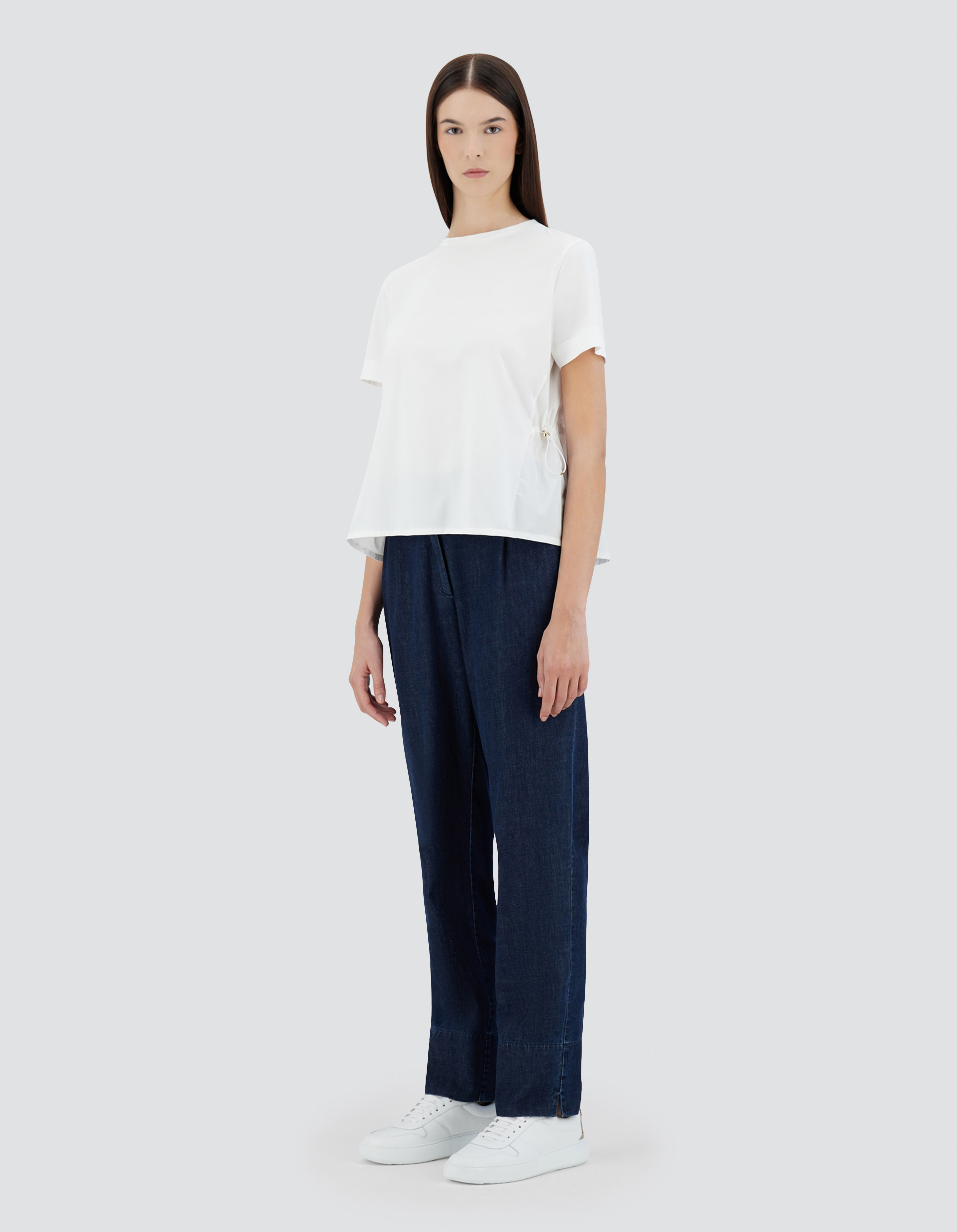 Herno T-shirt In Chic Cotton Jersey And New Techno Taffeta In White