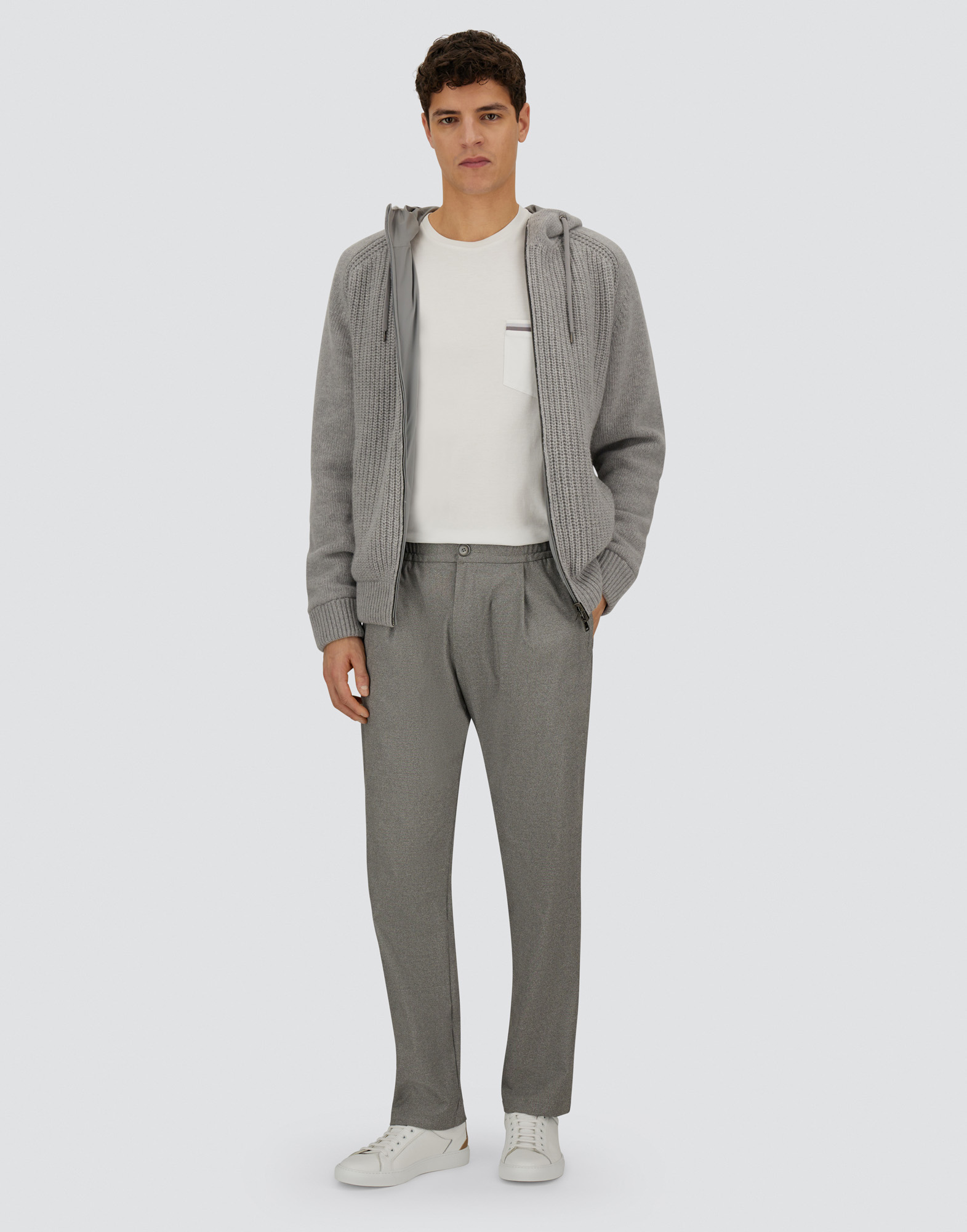 Herno Resort Trousers In Melange Suede Effect In Gray