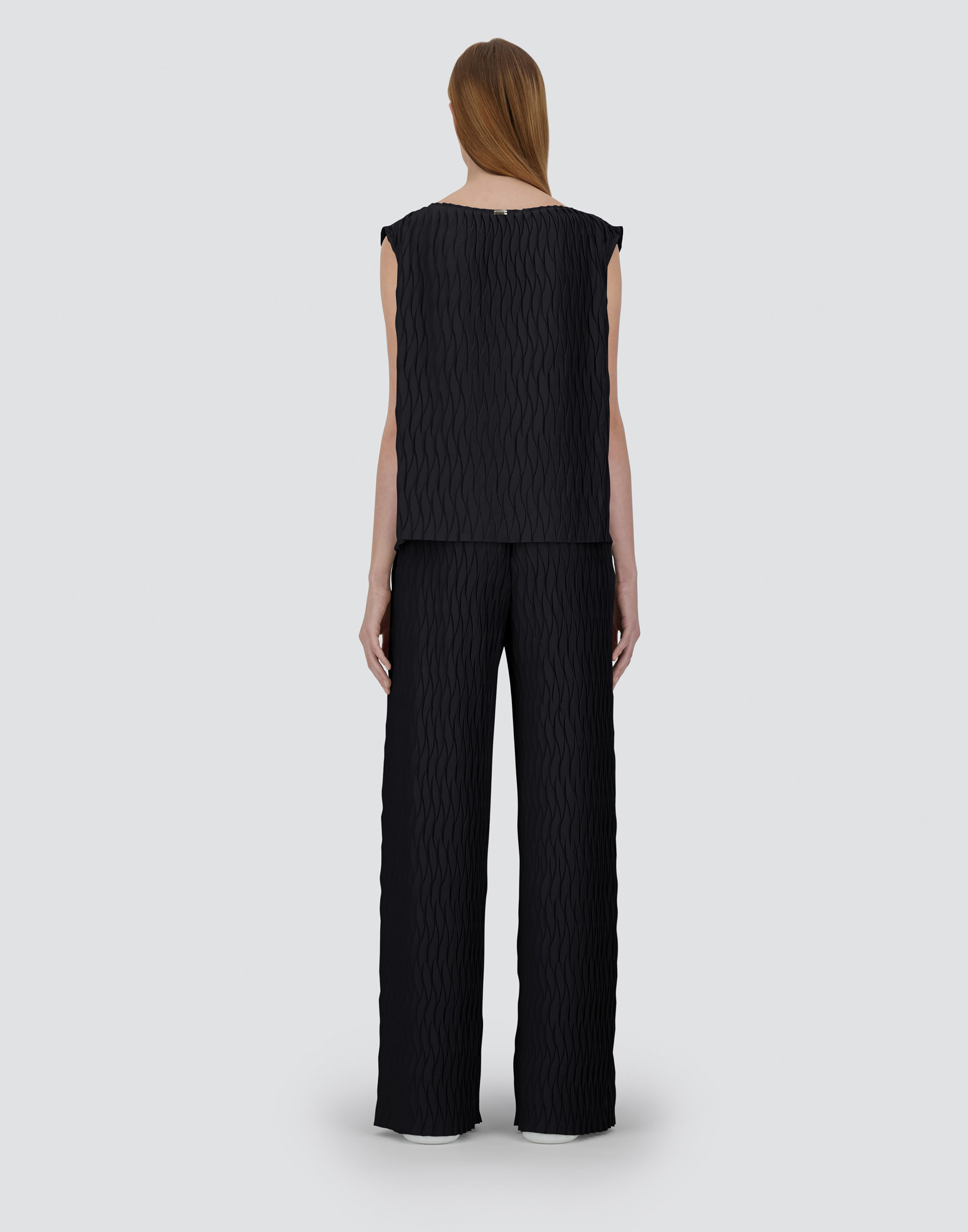 Herno Wrinkled Effect Polyester Jersey Tank Top In Black