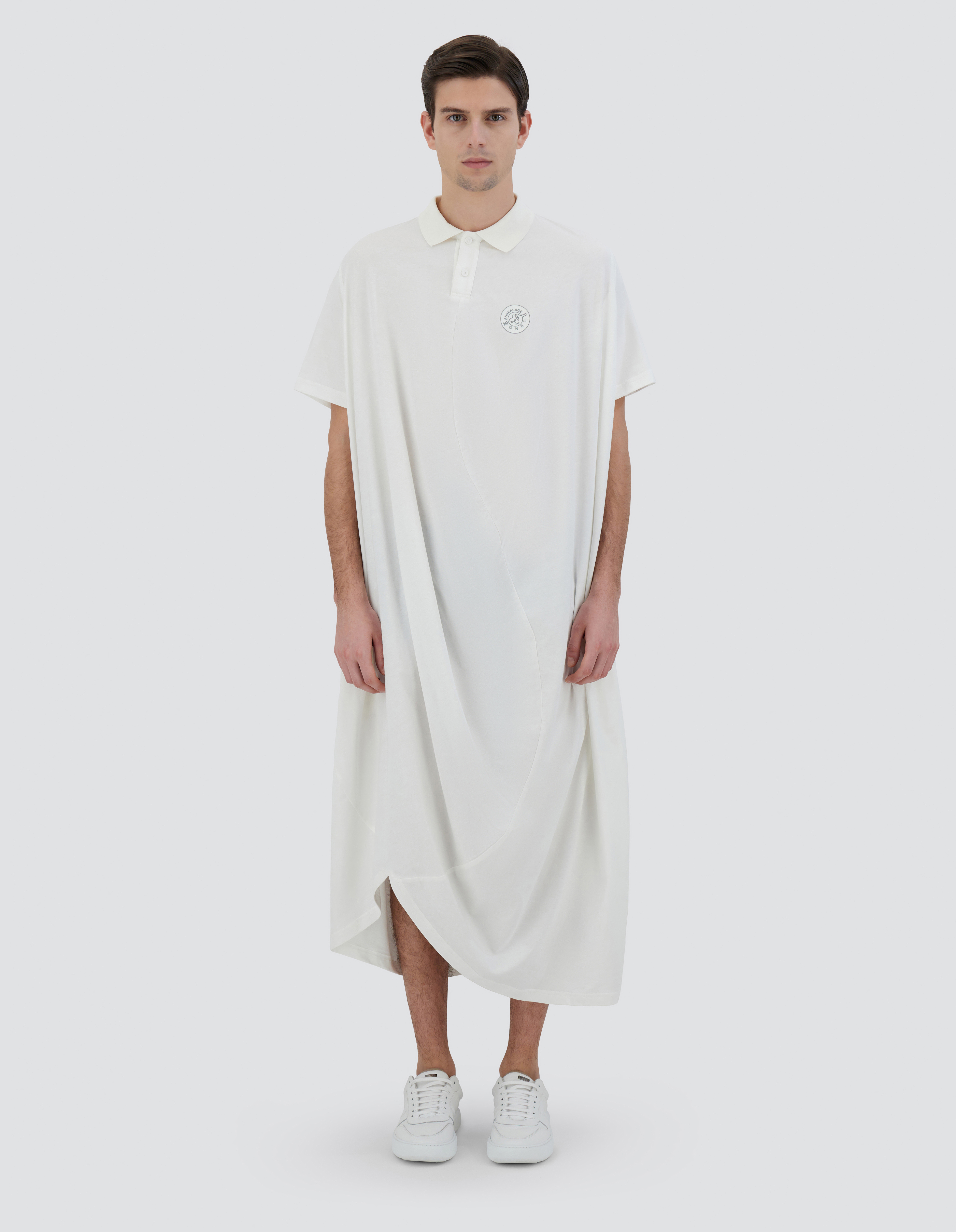 Herno Globe Polo In Eco Jersey In White