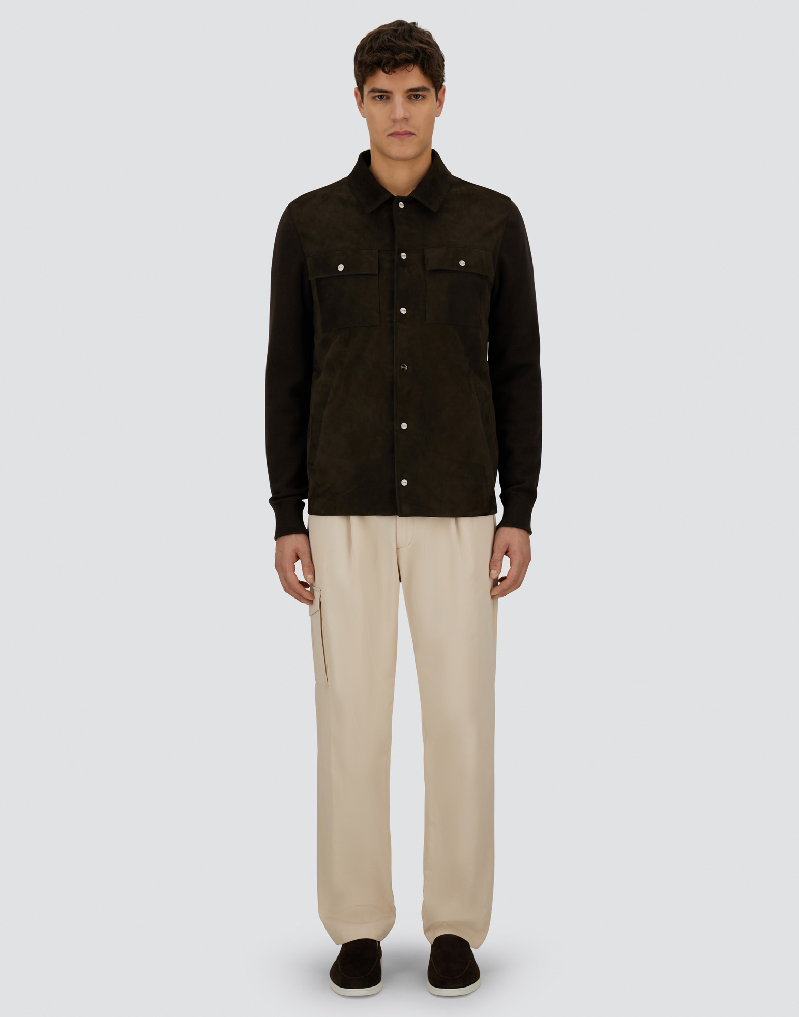 Herno Resort Shacket In Cotton Cashmere Knit In Brown