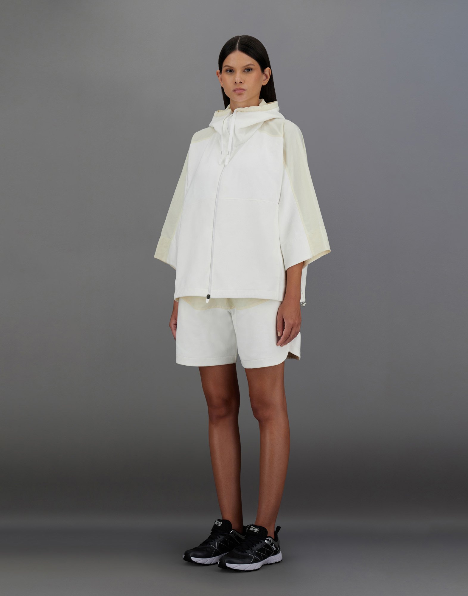 Shop Herno Laminar Sweatshirt In Structured Fleece And Tech-poplin In White