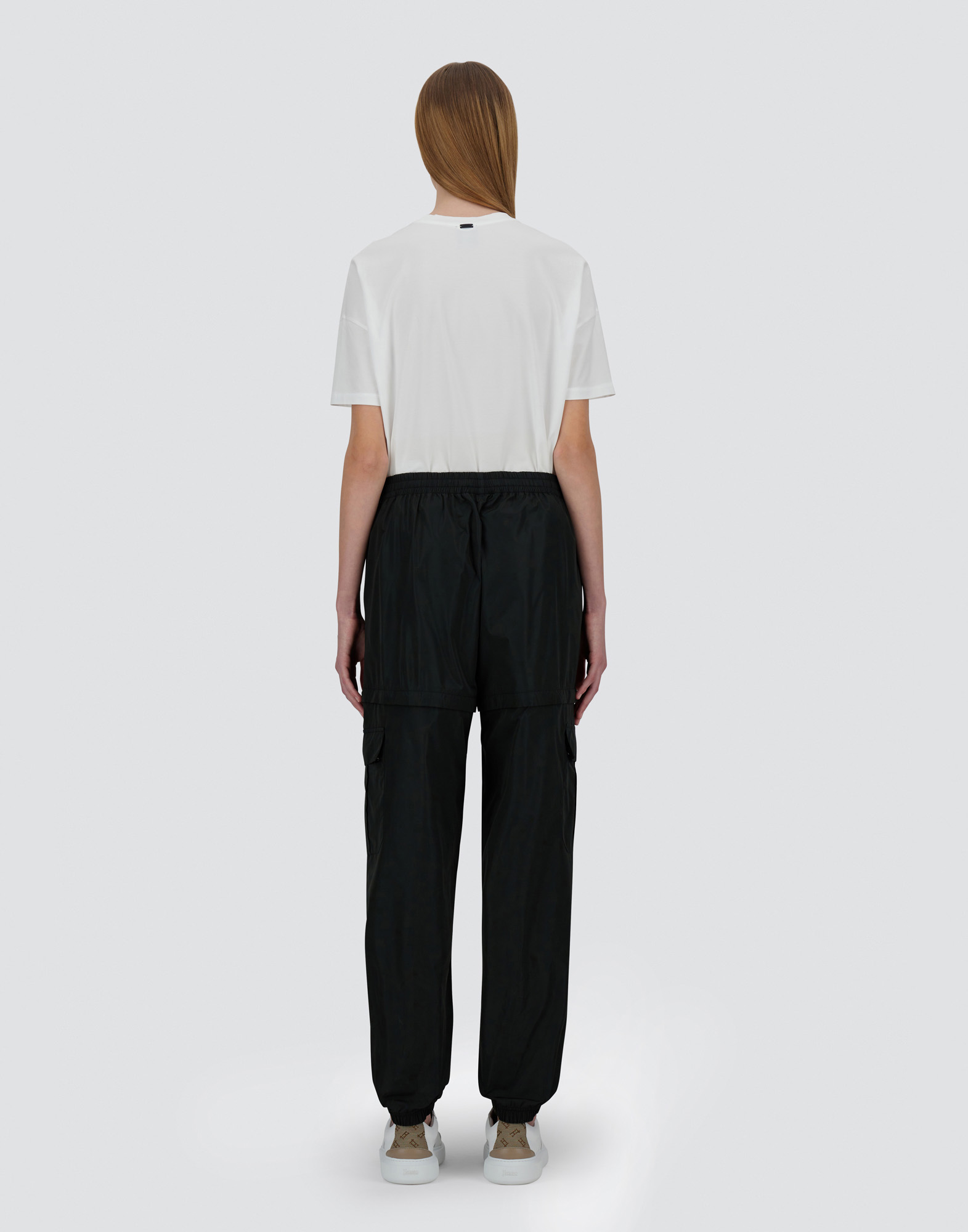 Herno New Techno Taffeta Cargo Trousers In Black