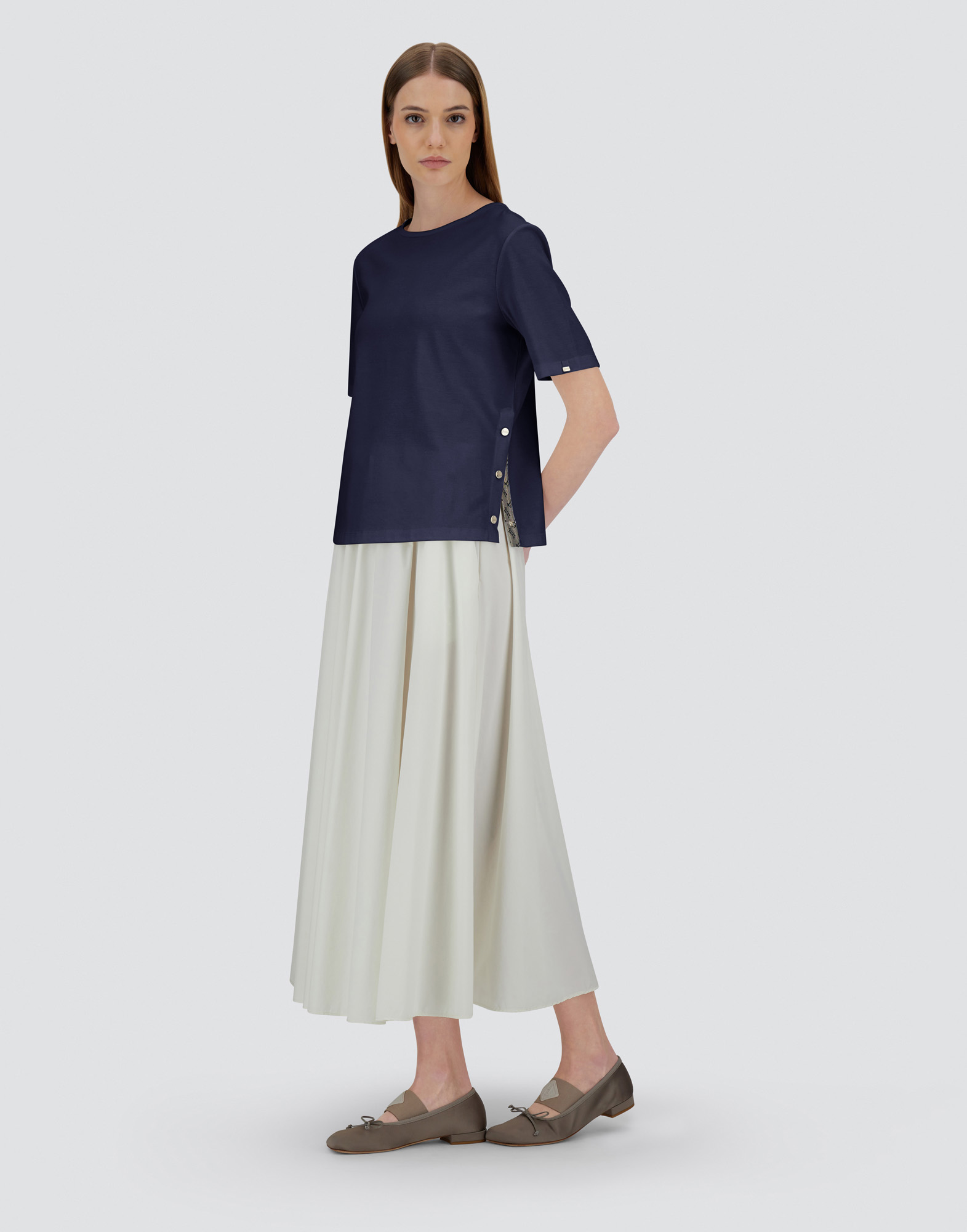 Herno T-shirt In Ever Cotton Interlock And Monogram Lurex In Blue