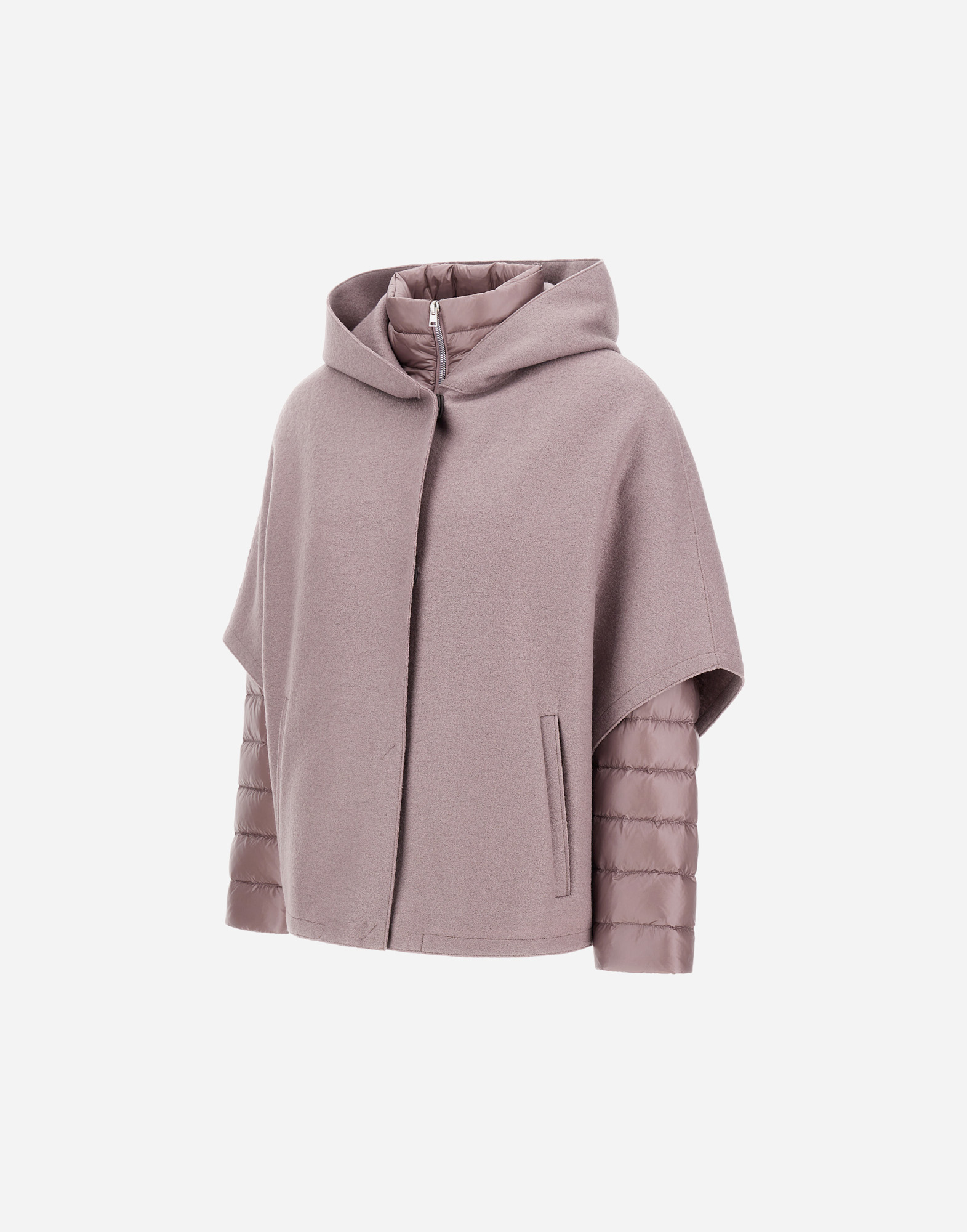 Herno Resort Cape In Felted Wool & Nylon Ultralight