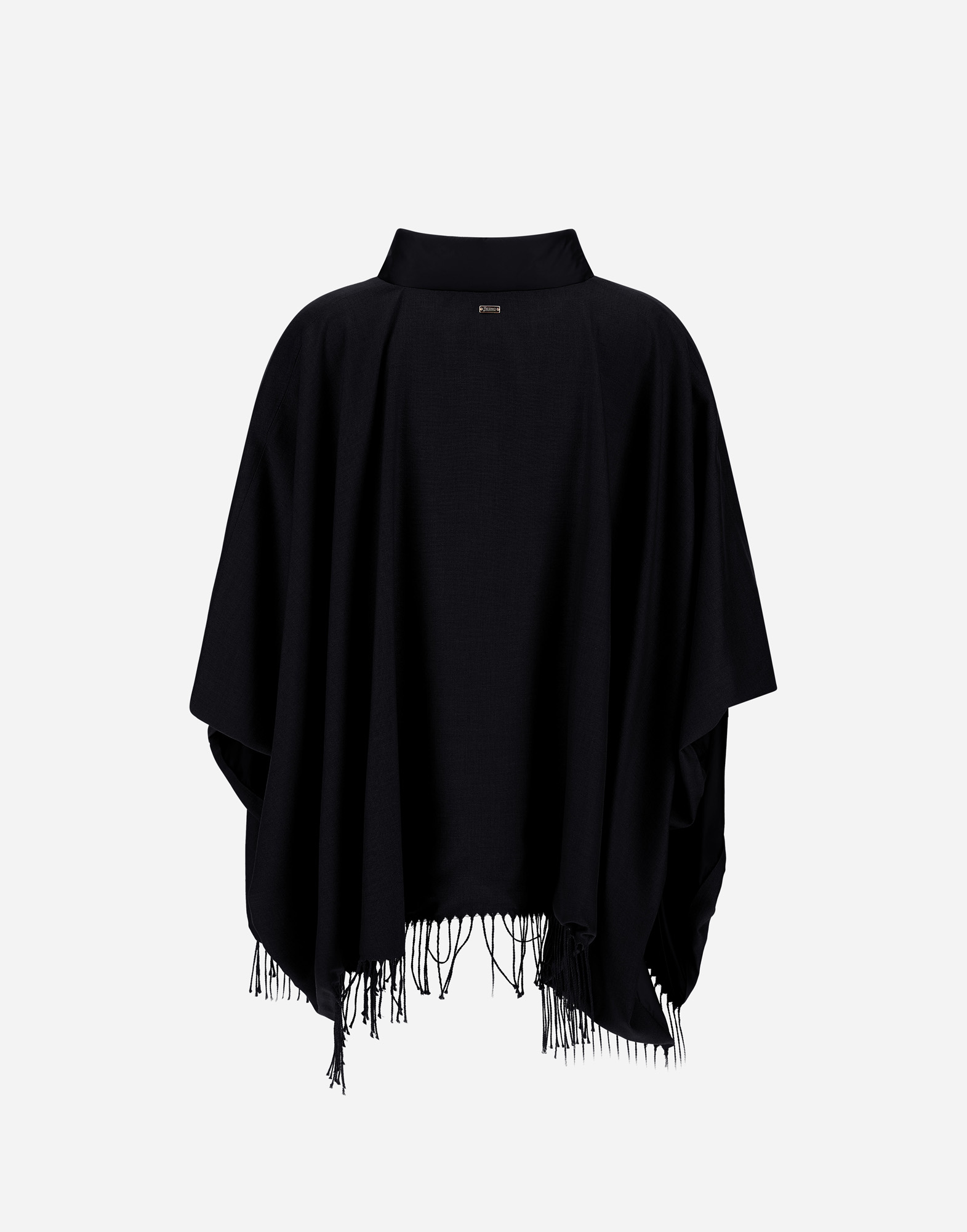 Herno Poncho In Summer Silk And Nylon Ultralight In Black