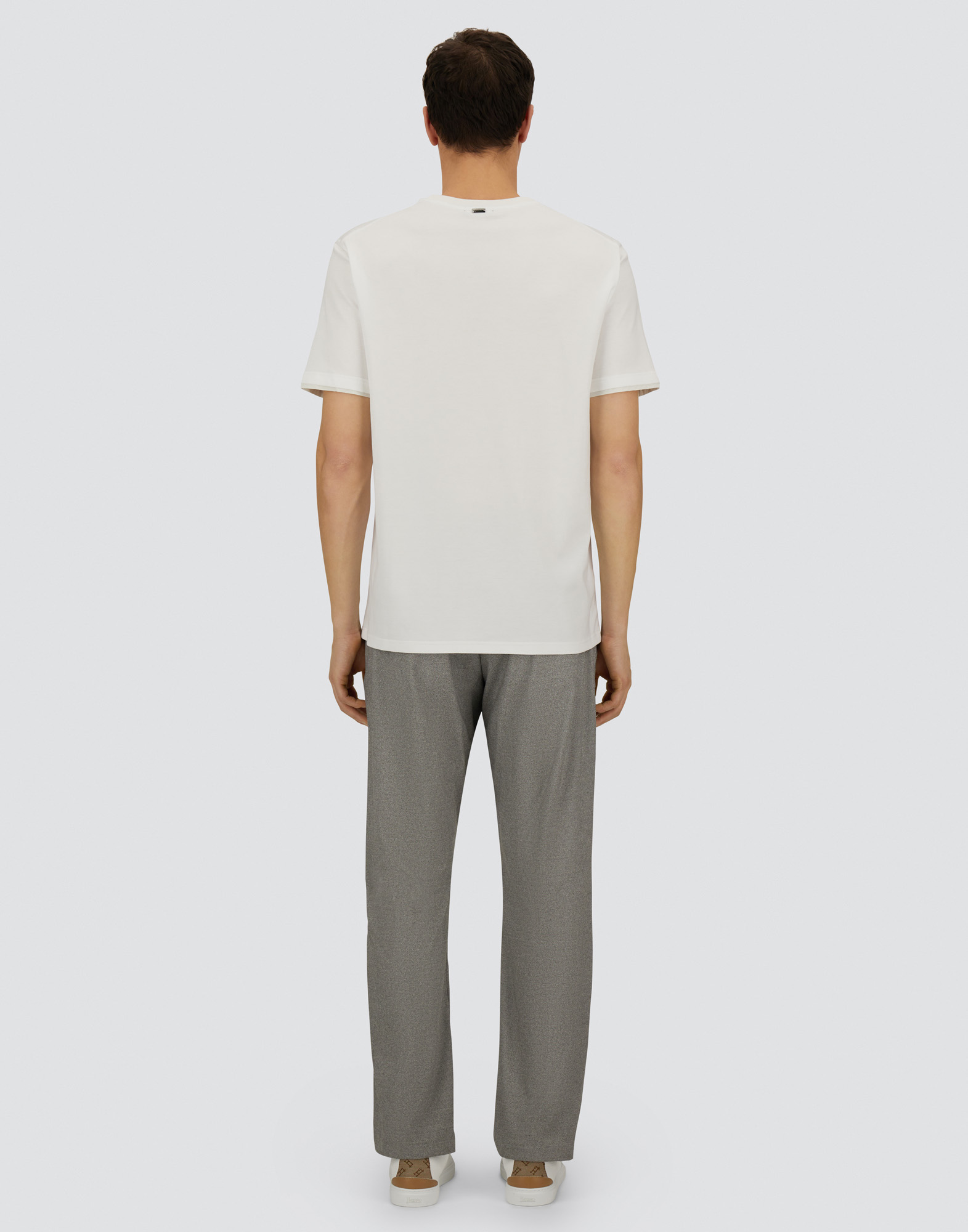 Herno Men Resort T-shirt In Cotton And Light Stretch Nylon In White