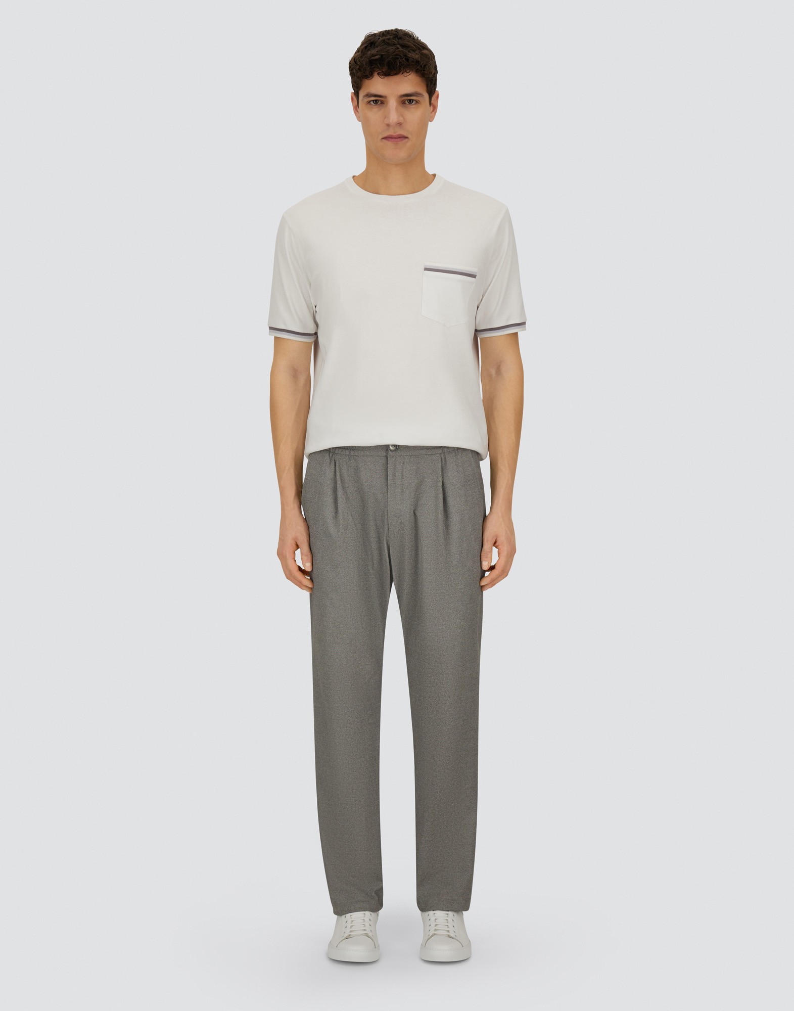 Herno Resort Trousers In Melange Suede Effect In Gray