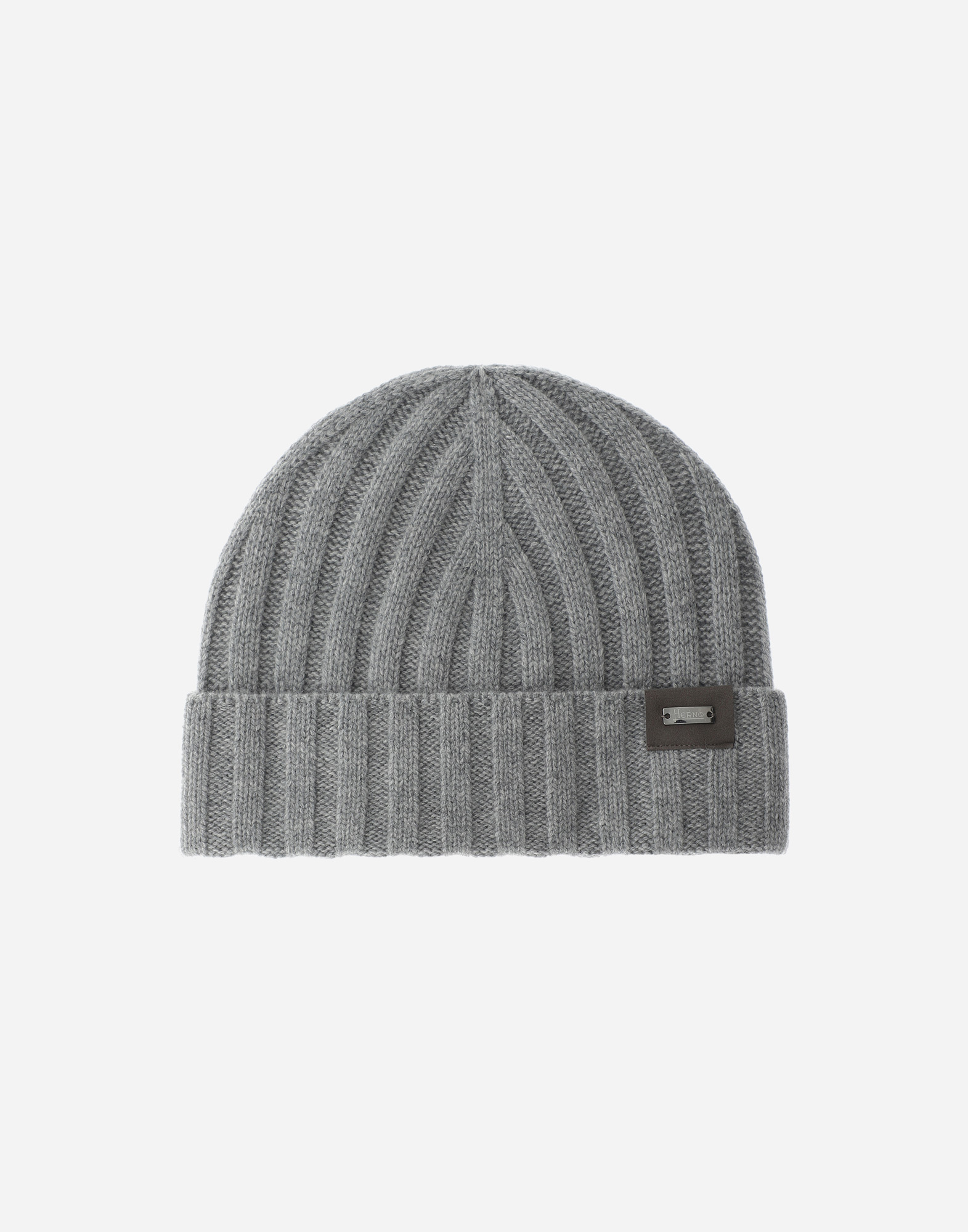 Herno Cashmere And Alcantara Beanie In Grey