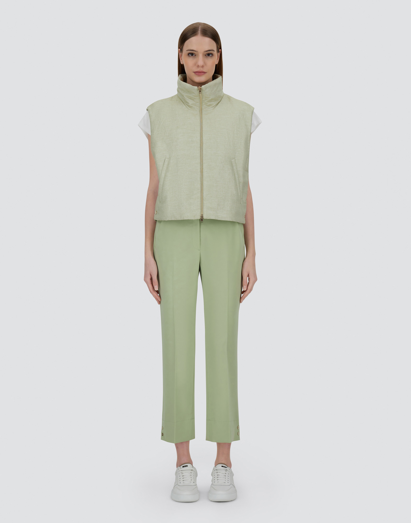 Herno Bright Linen Vest In Light Green