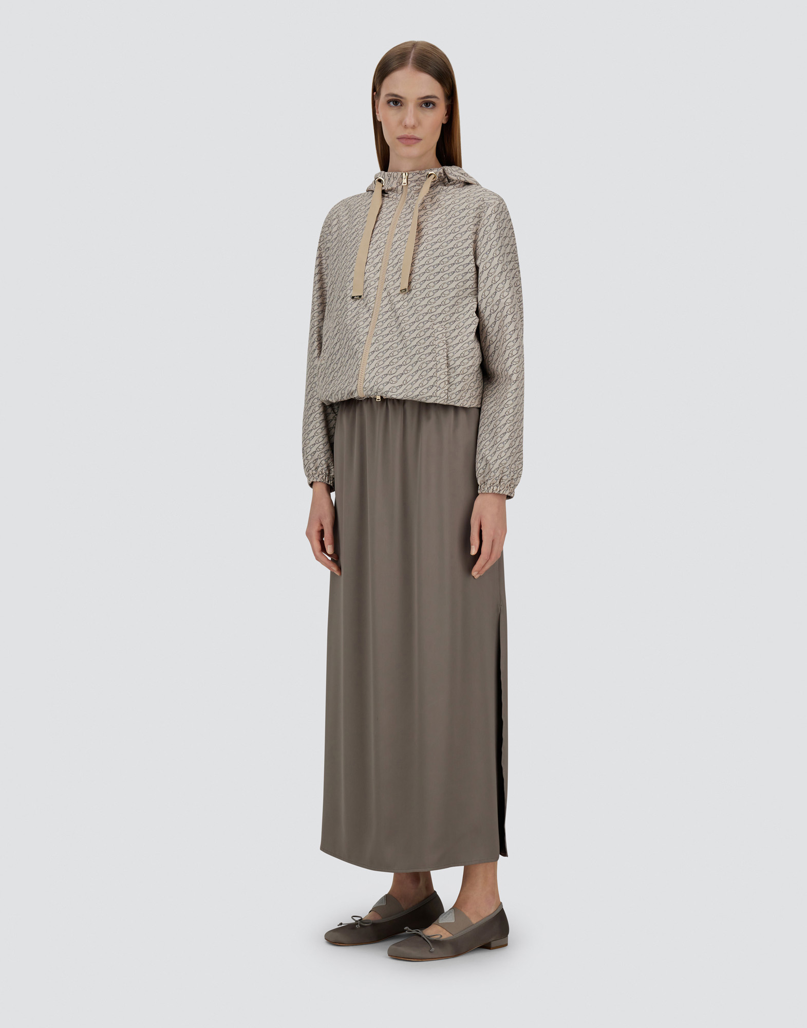 Herno Jacket In Nylon Iconic Print In Camel