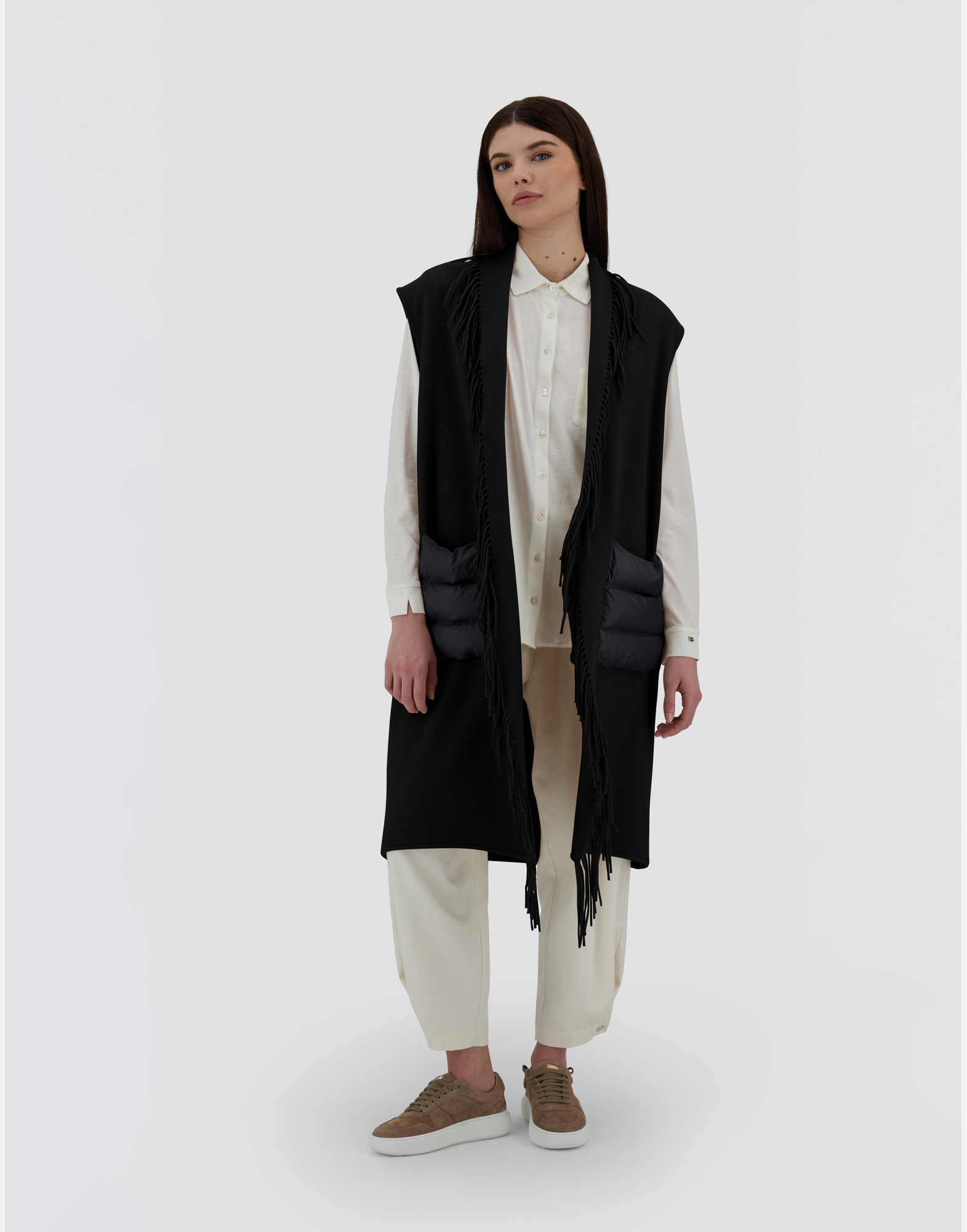 Herno Wool And Cashmere Sleeve Coat In Black
