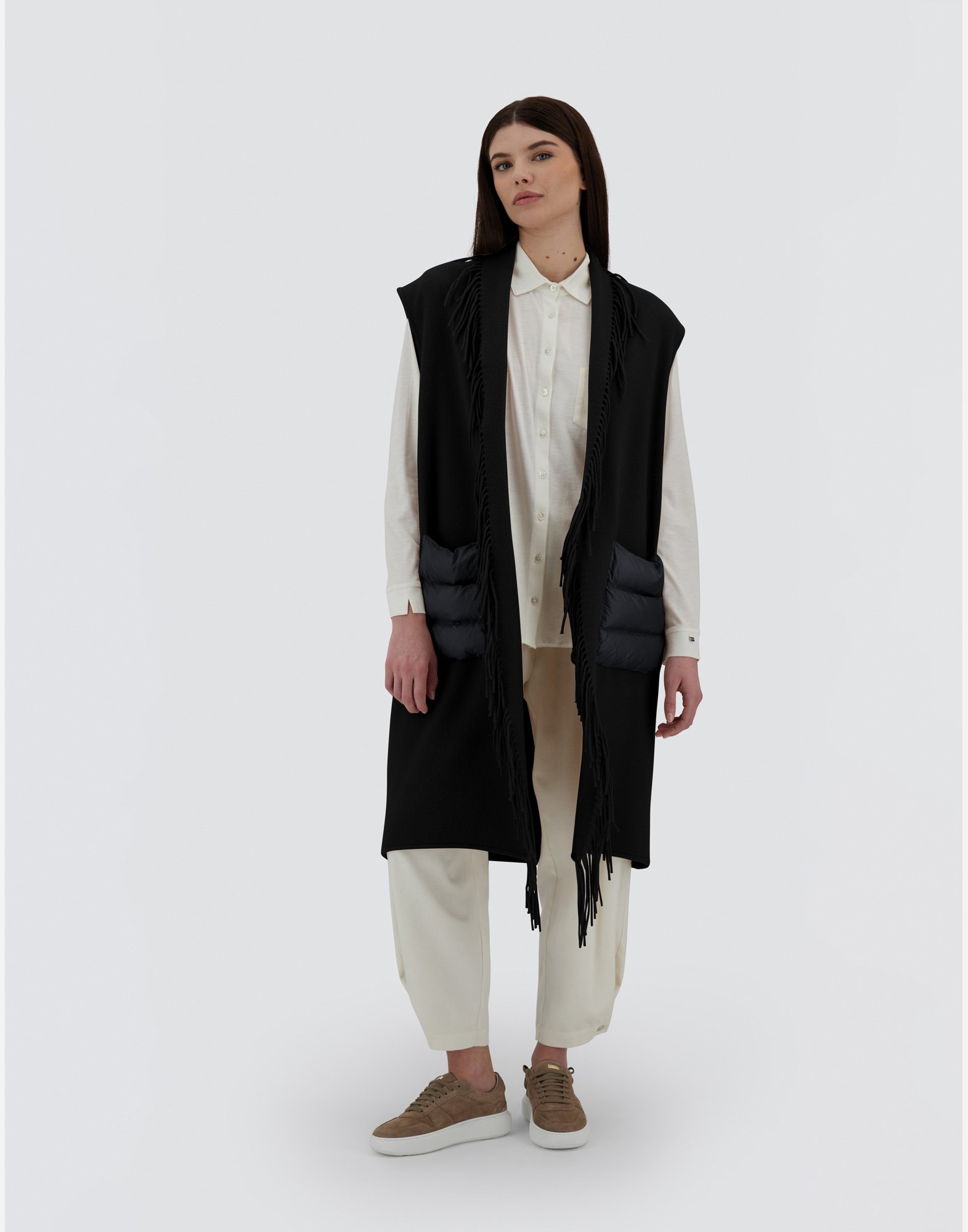 Herno Wool And Cashmere Sleeve Coat In Black