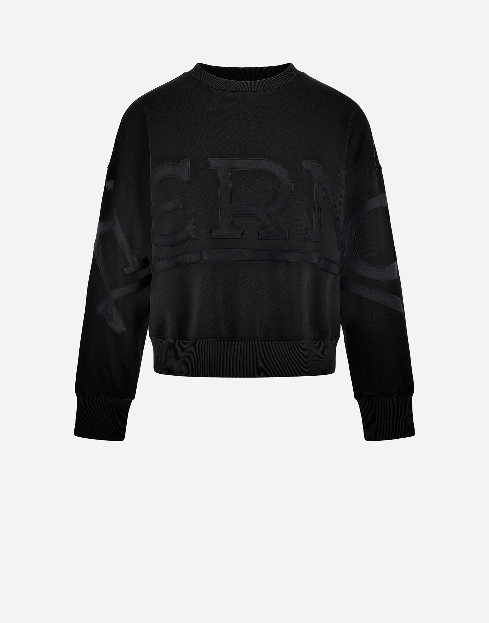 Herno Diagonal Cotton, Fleece ＆ Mesh スウェットシャツ In Black