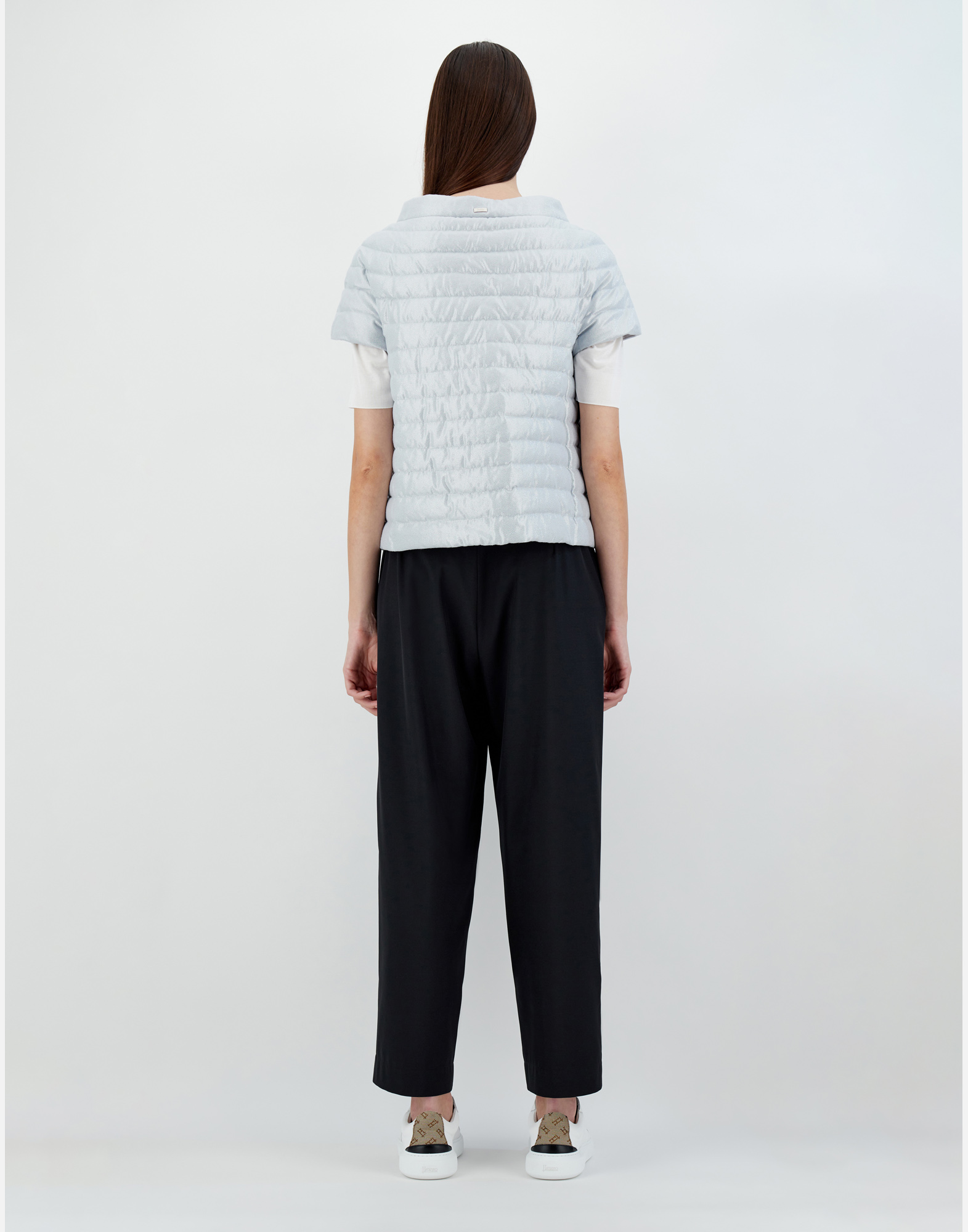 Herno Metallic Effect Cape In Pearl