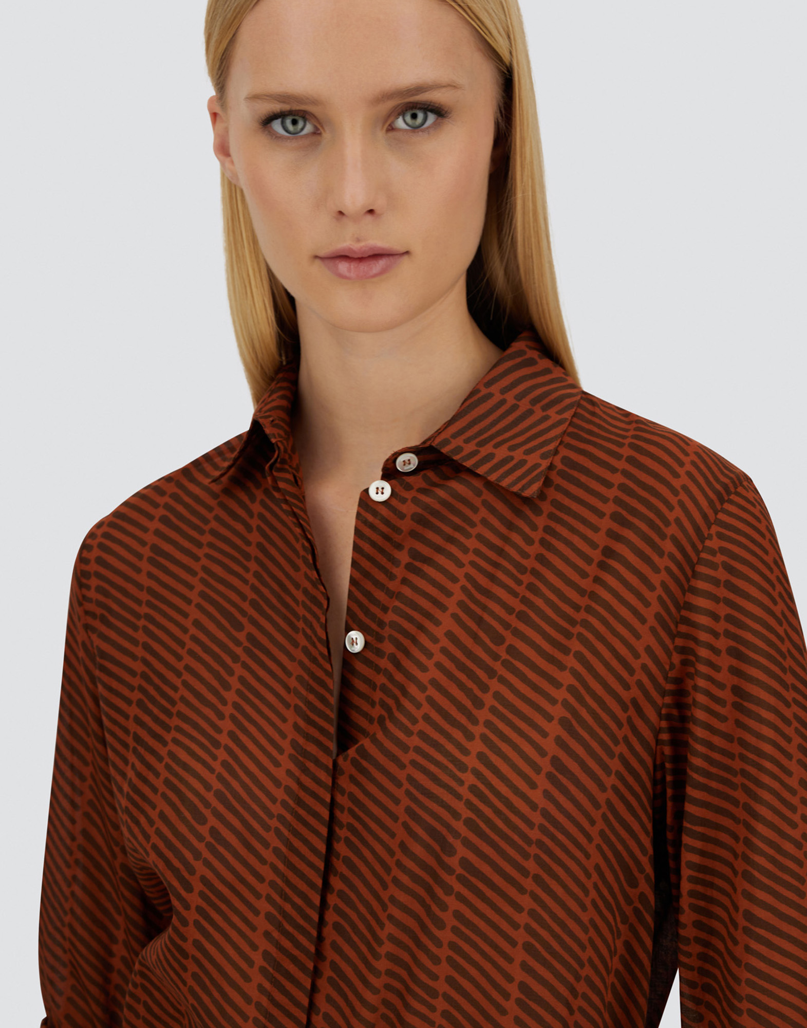 Herno Resort Shirt In Light Cotton Spike Print In Brown