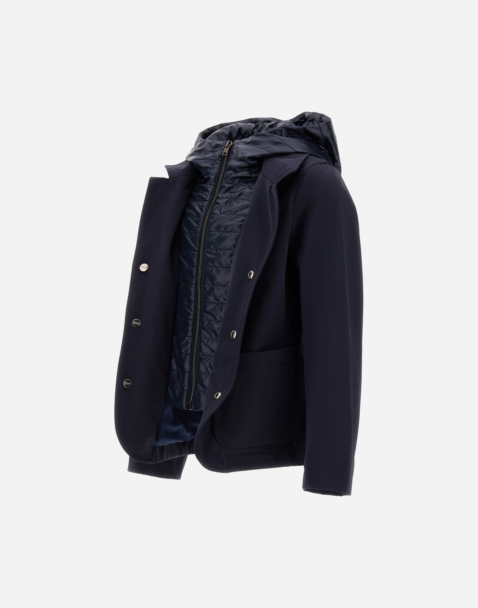 Herno Jacket In City Life And Nylon Ultralight In Blue