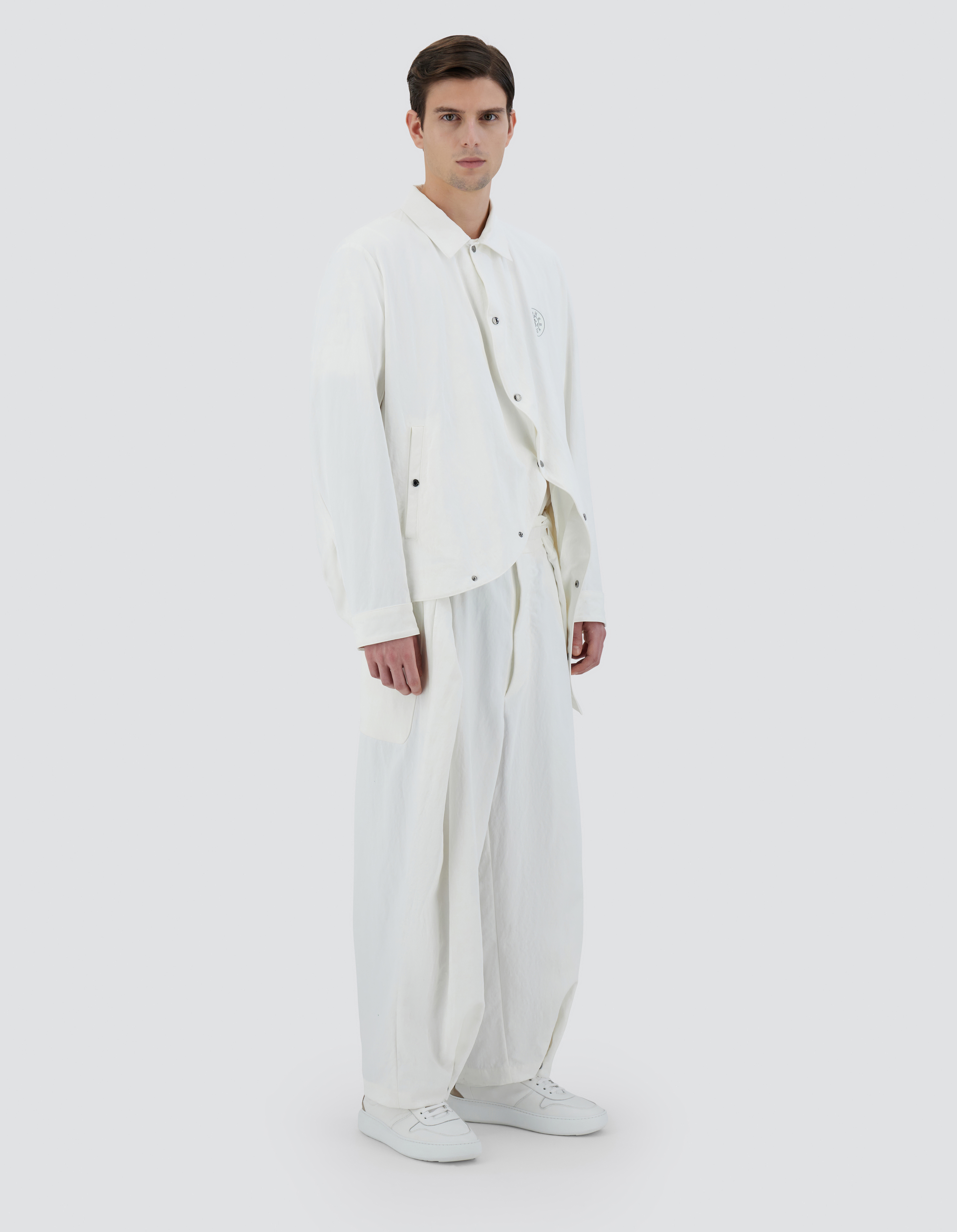 Herno Globe Shirt In Recycled Twill In White