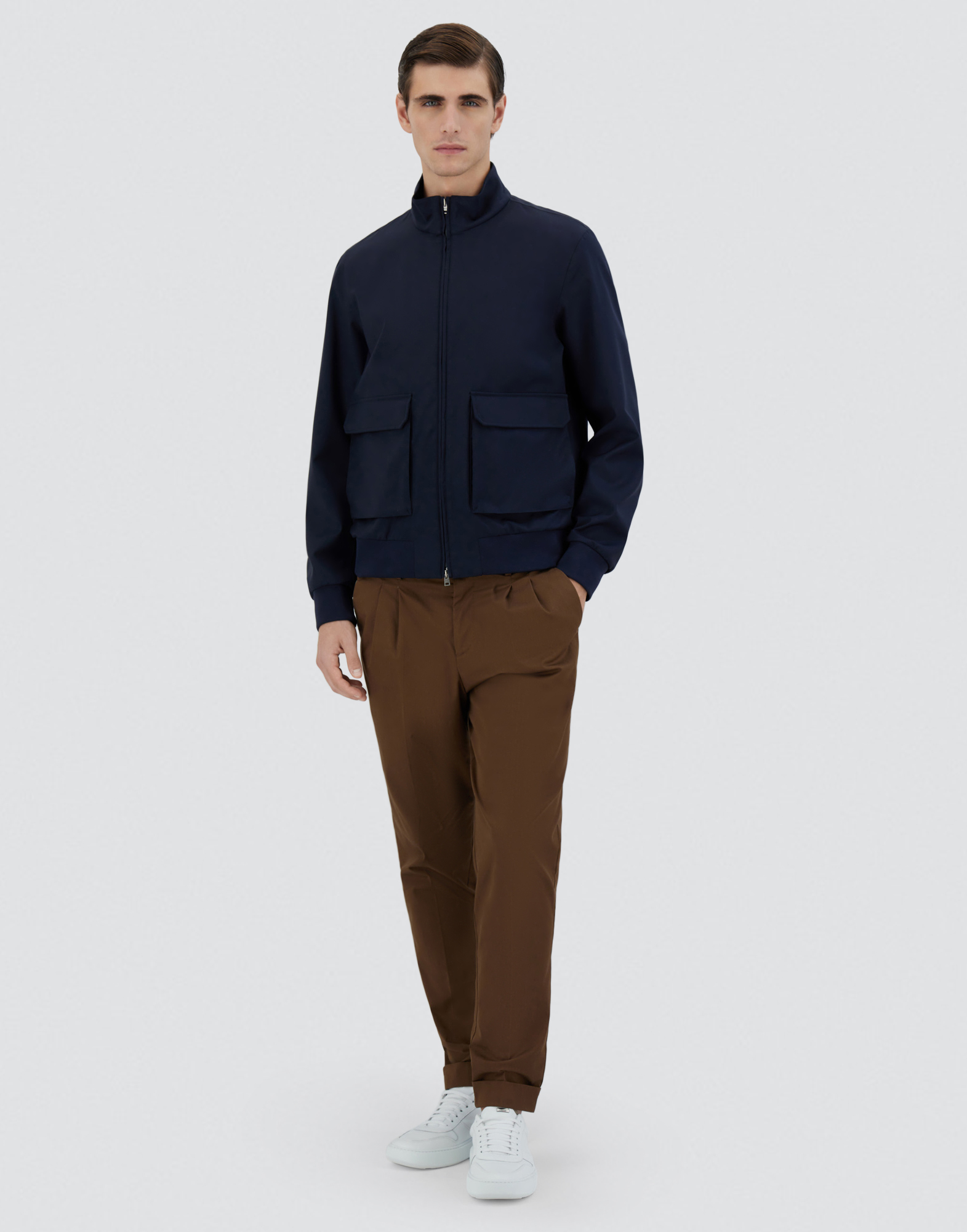 Shop Herno Layers Wool Storm Bomber Jacket In Blue