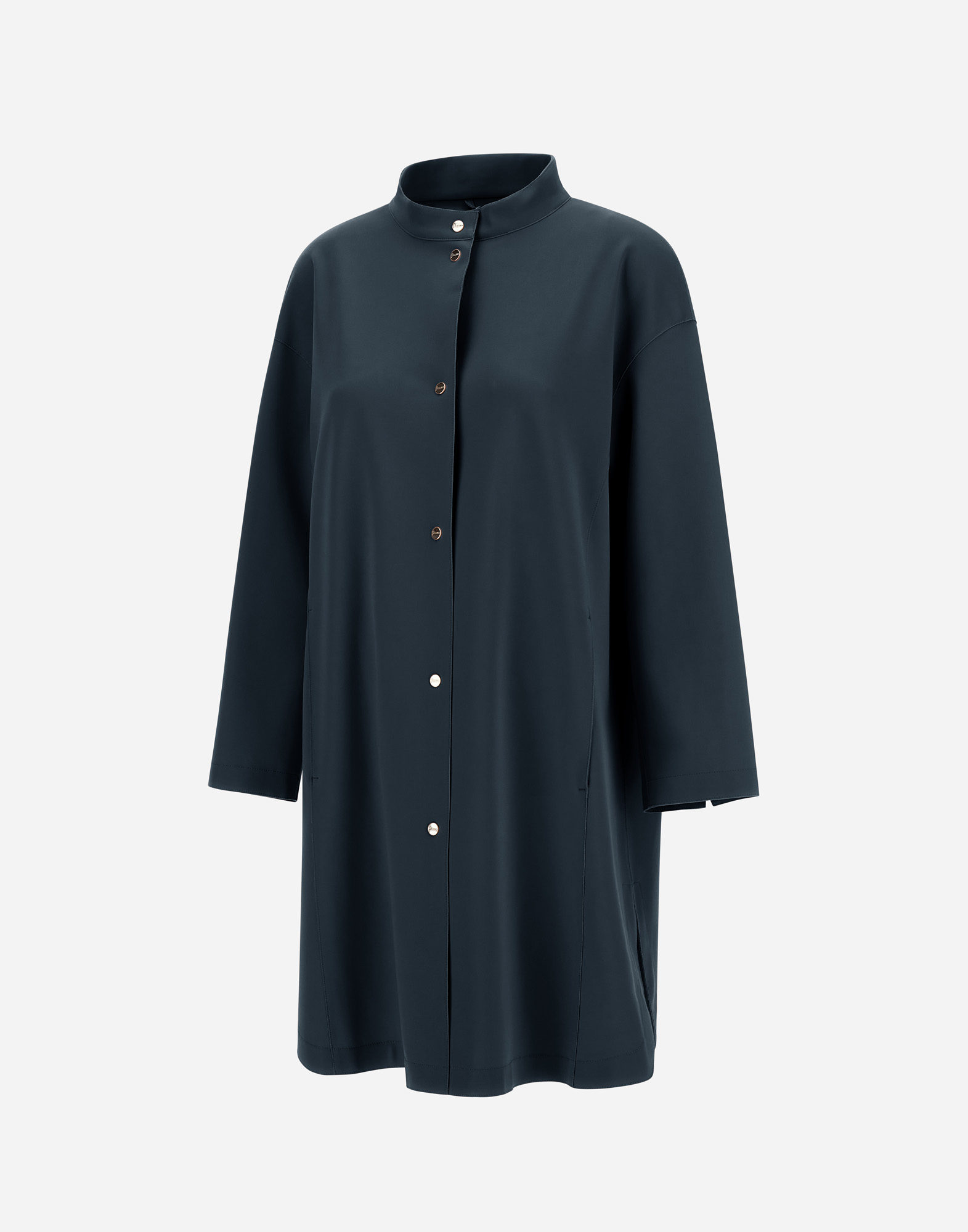 Herno Coat In First-act Pef In Blu Navy