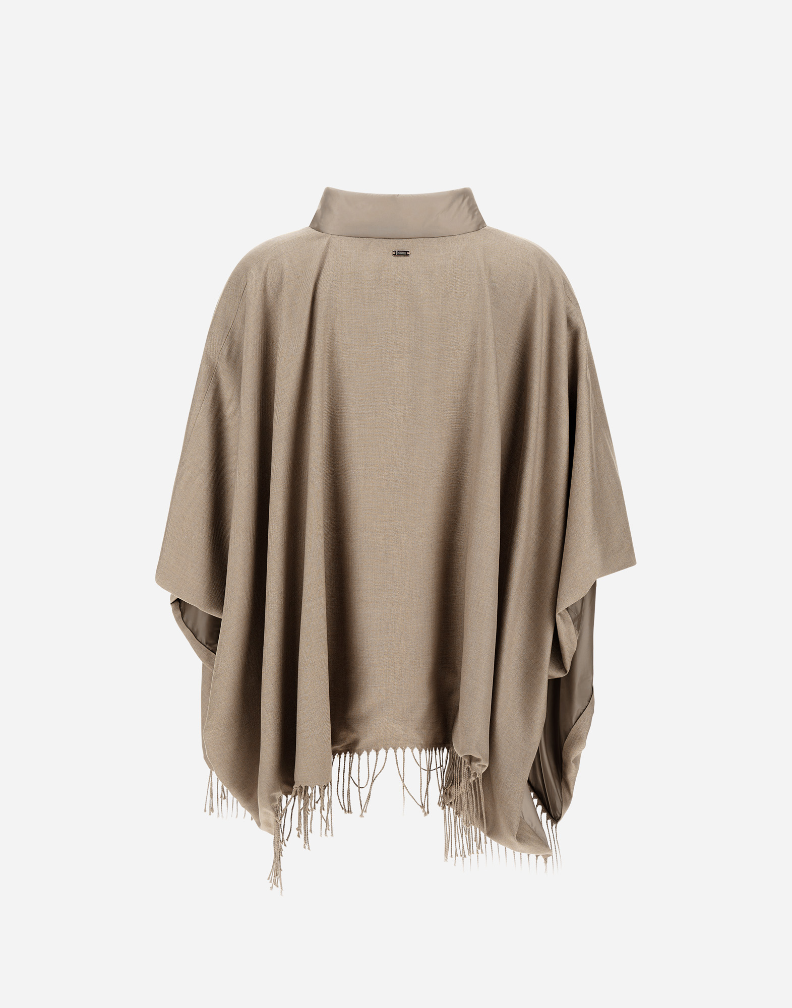 Herno Poncho In Summer Silk And Nylon Ultralight In Chantilly
