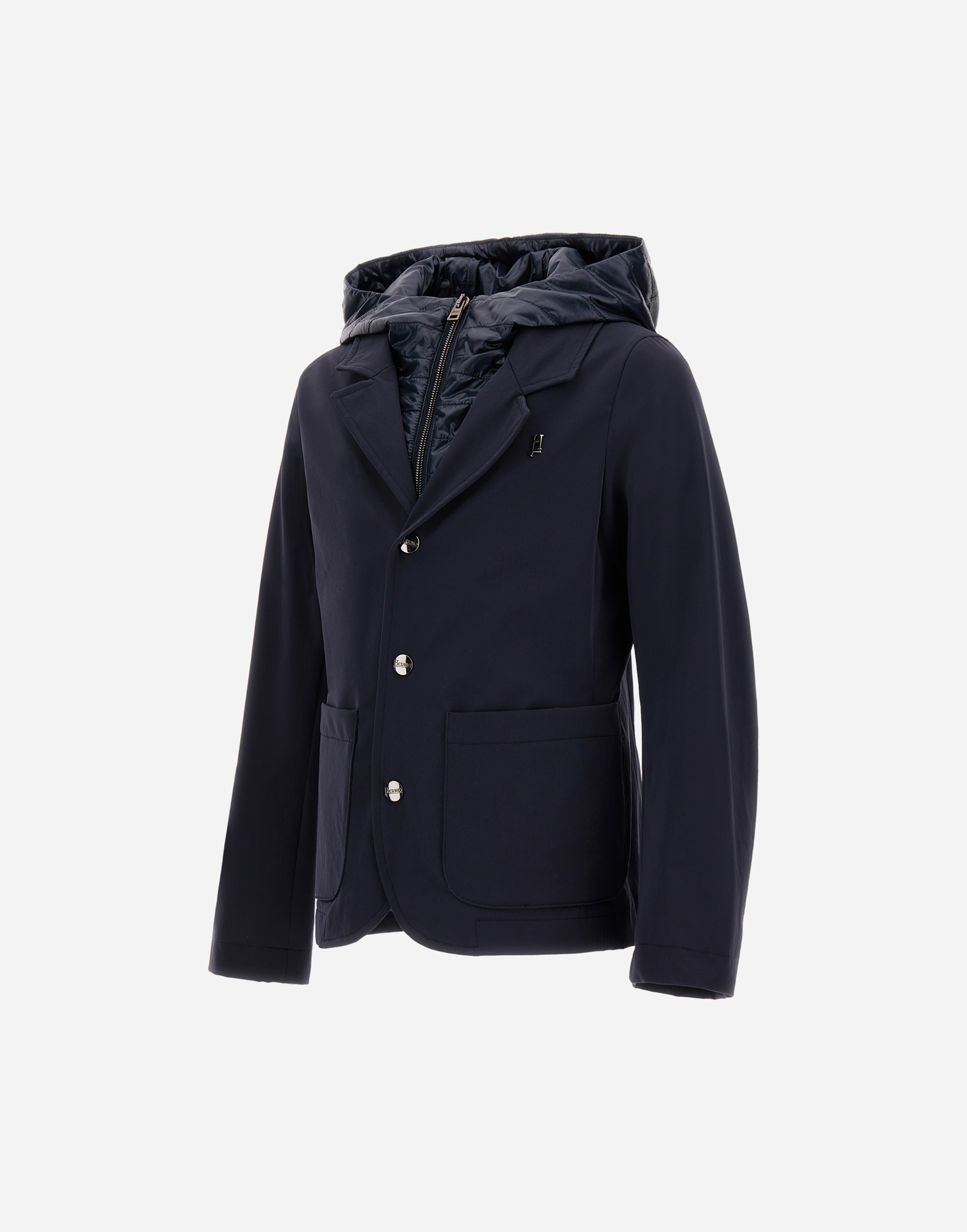 Herno Jacket In City Life And Nylon Ultralight In Blue