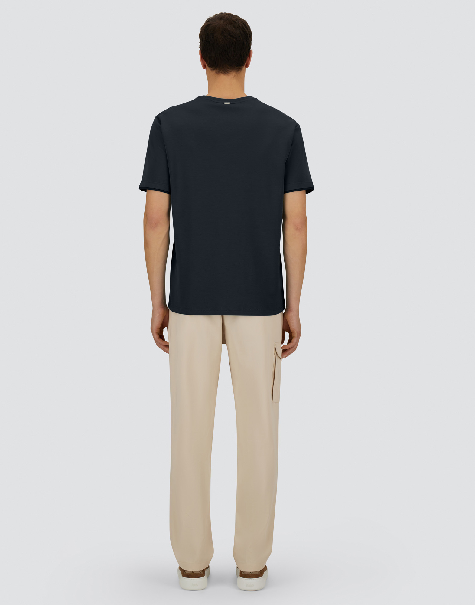 Herno Men Resort T-shirt In Cotton And Light Stretch Nylon In Navy Blue