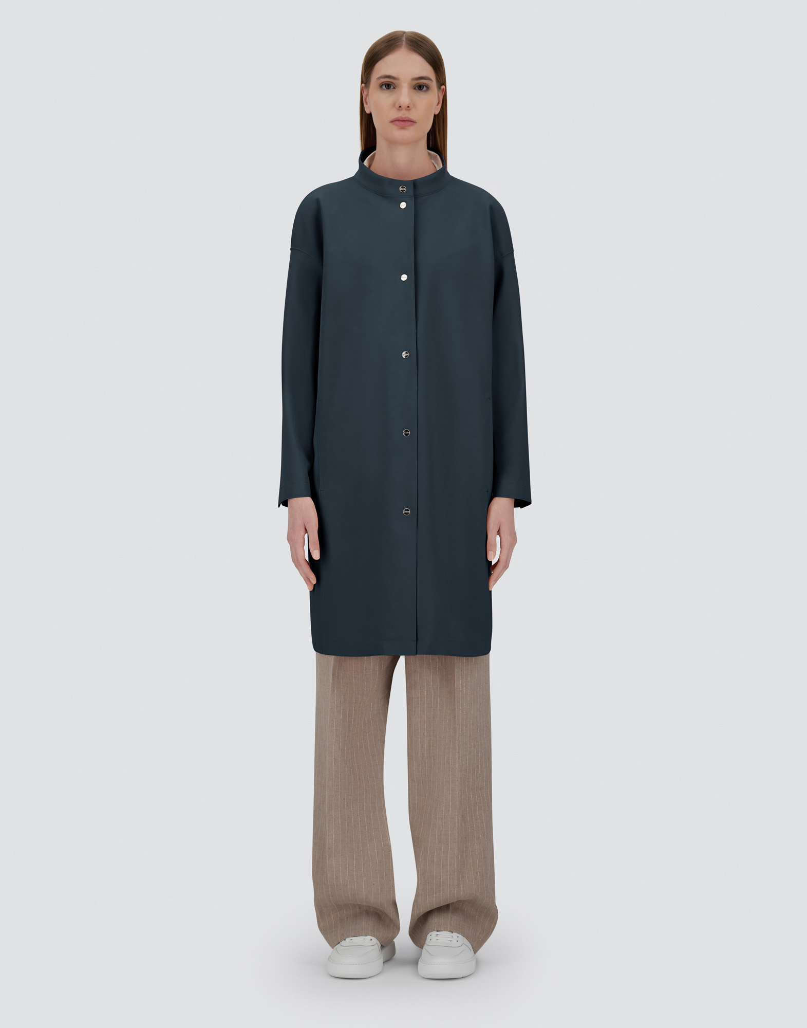 Herno Coat In First-act Pef In Blu Navy