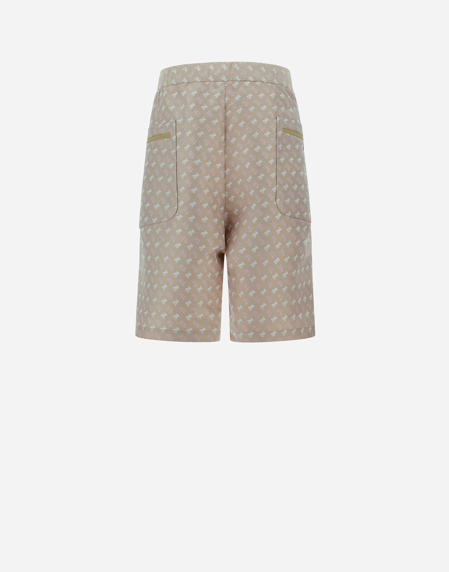 Herno Globe Cropped Trousers In Photocromatic Monogram In Light Beige