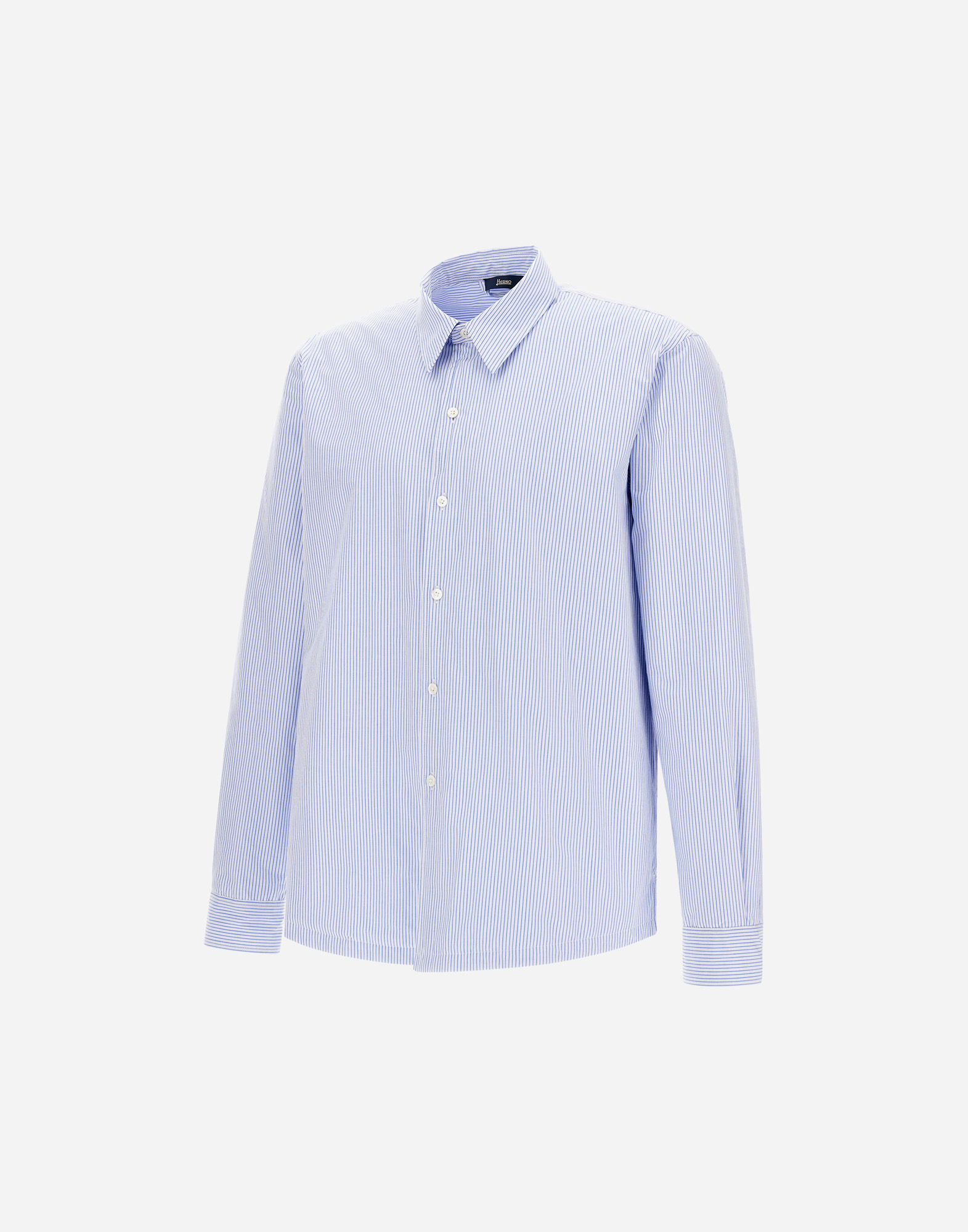 Herno Cotton Stripe Shacket In Light Blue